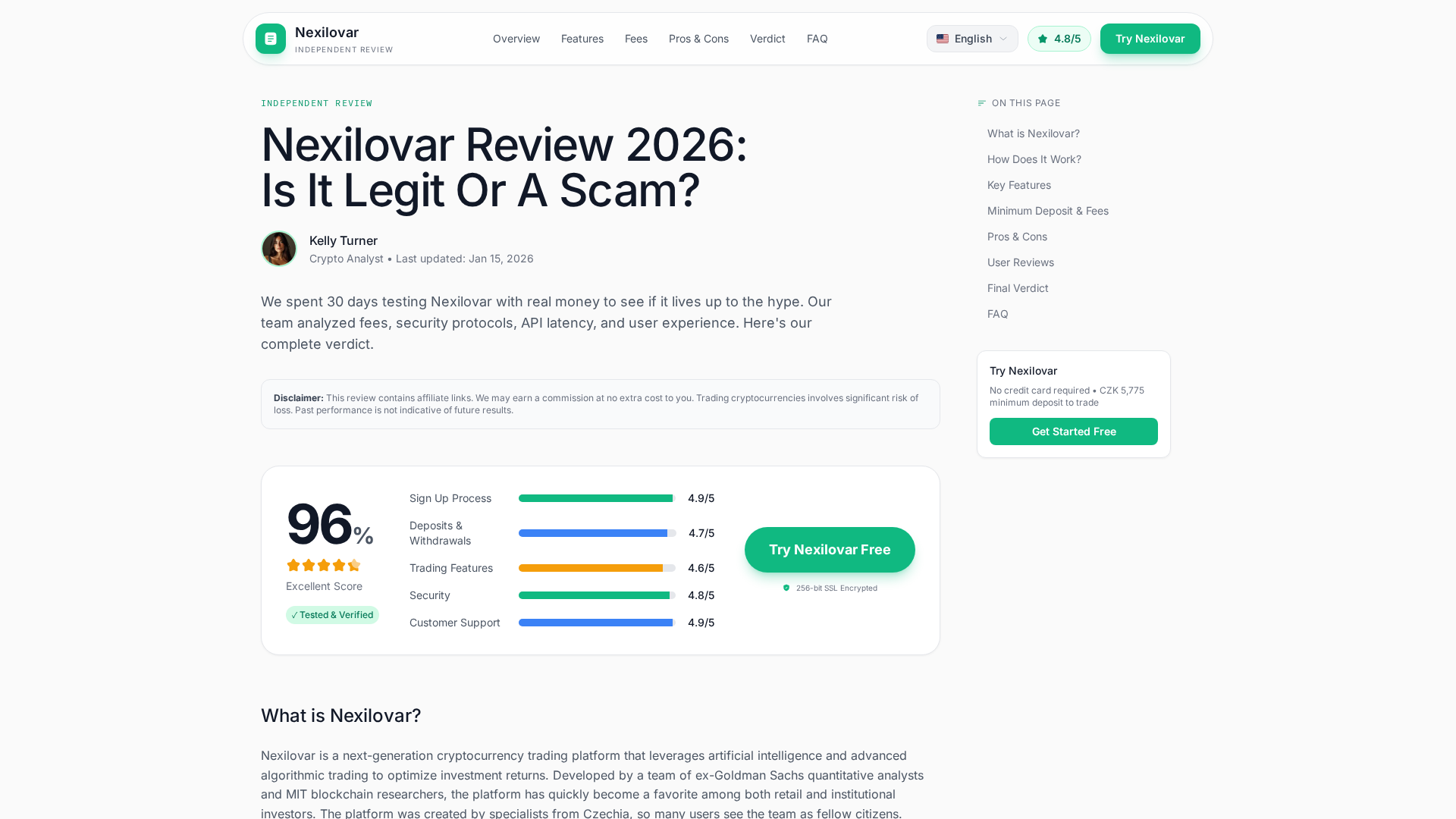 Screenshot of nexilovar-review.top