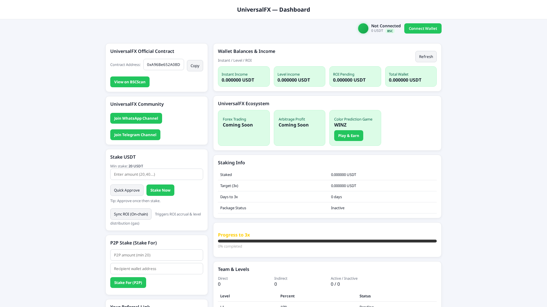 Screenshot of universalfx.finance
