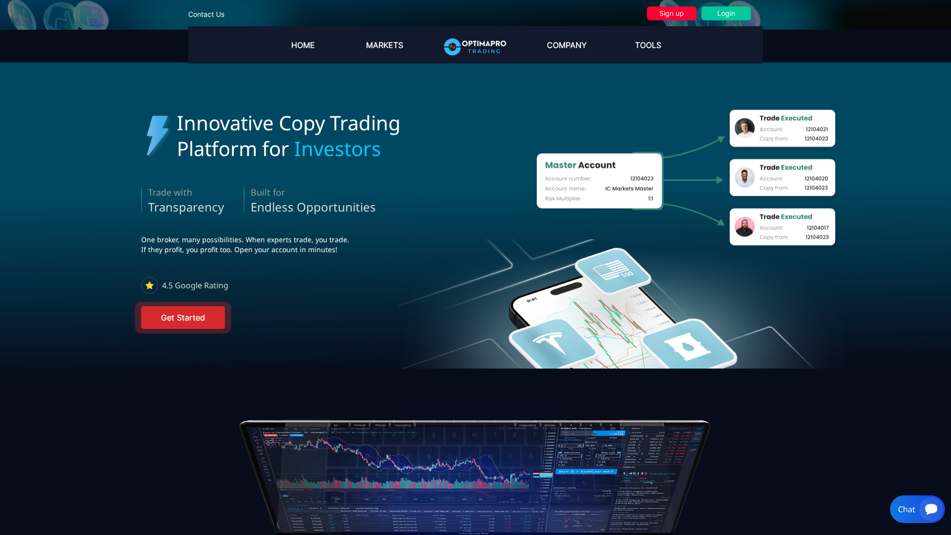 Screenshot of optimaprotrading.com