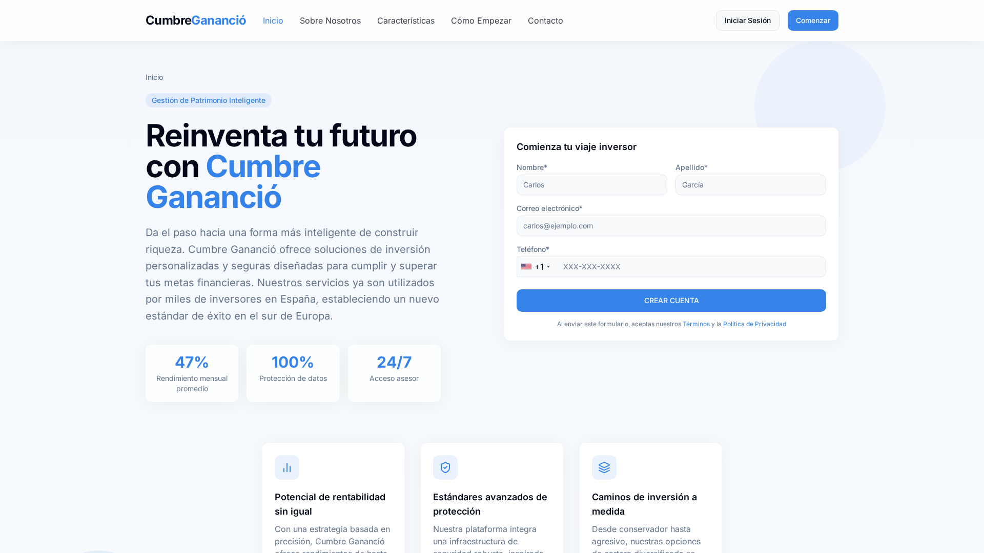 Screenshot of cumbreganancio-ai.com
