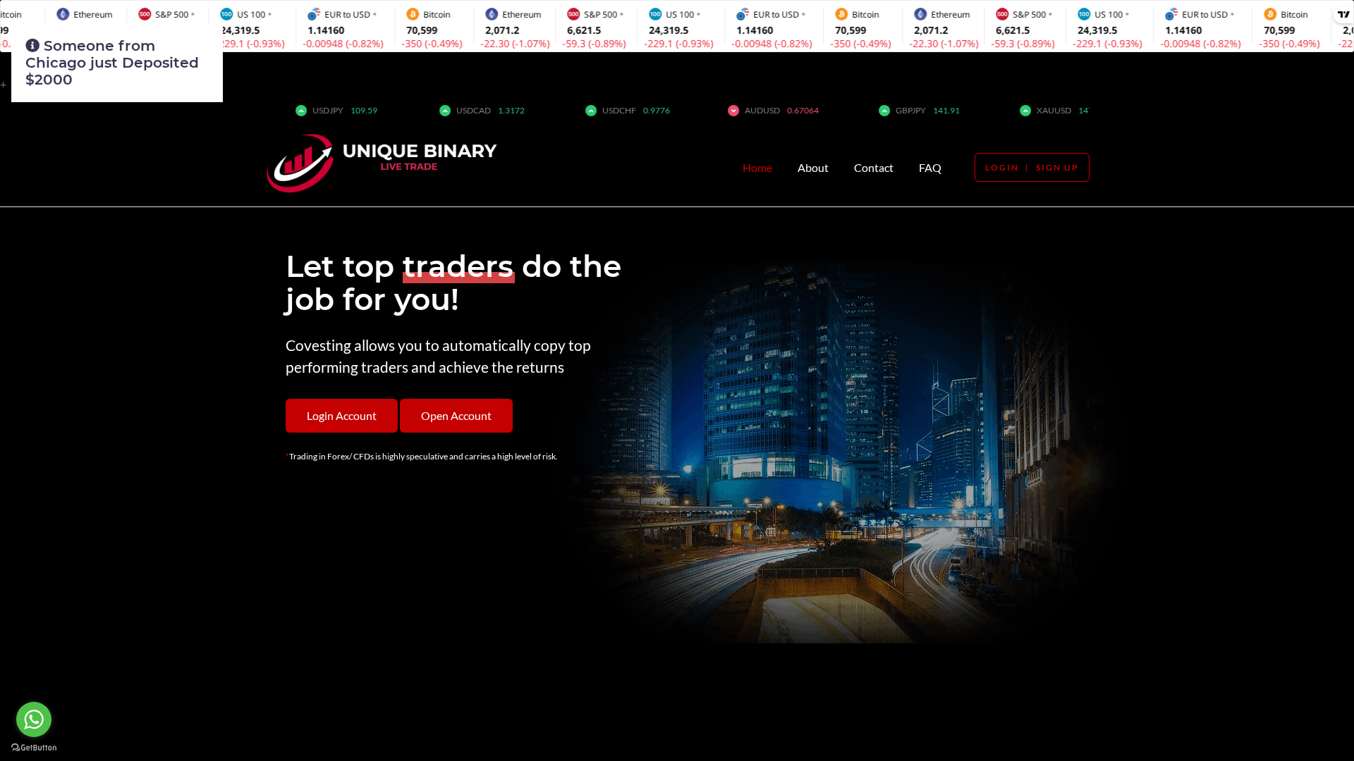 Screenshot of uniquebinarylivetrades.live