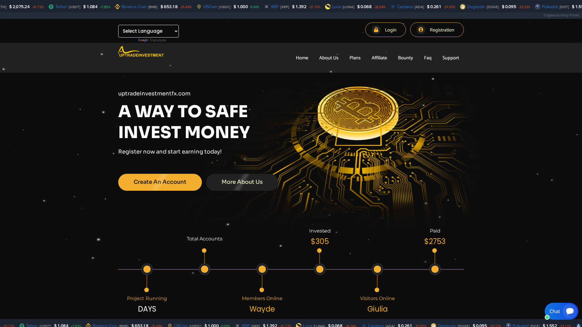 Screenshot of uptradeinvestmentfx.com