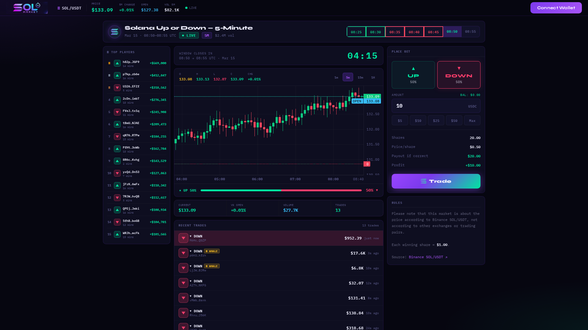 Screenshot of solmarket.trade