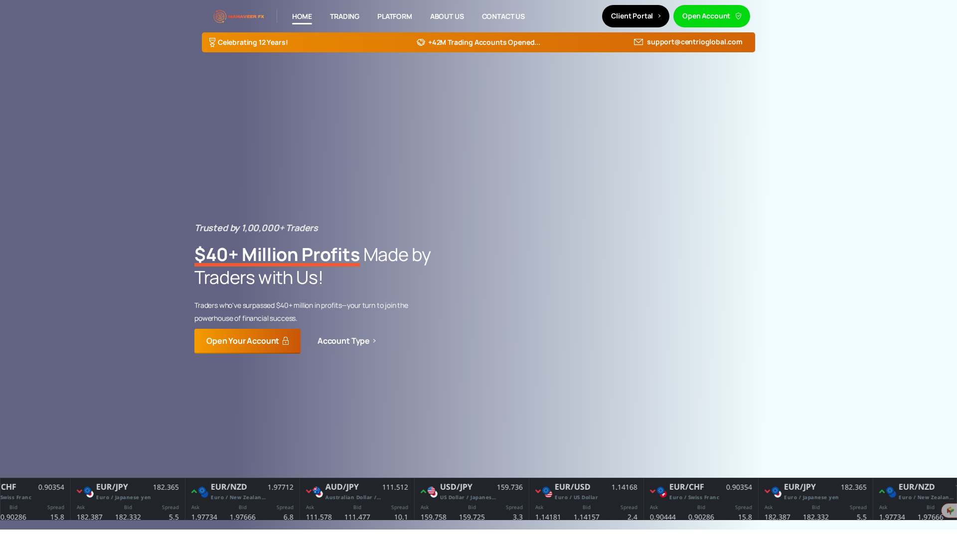 Screenshot of mahaveerfx.com