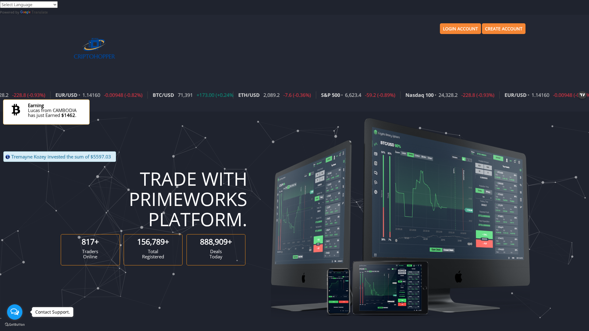 Screenshot of primeworksplatform.live