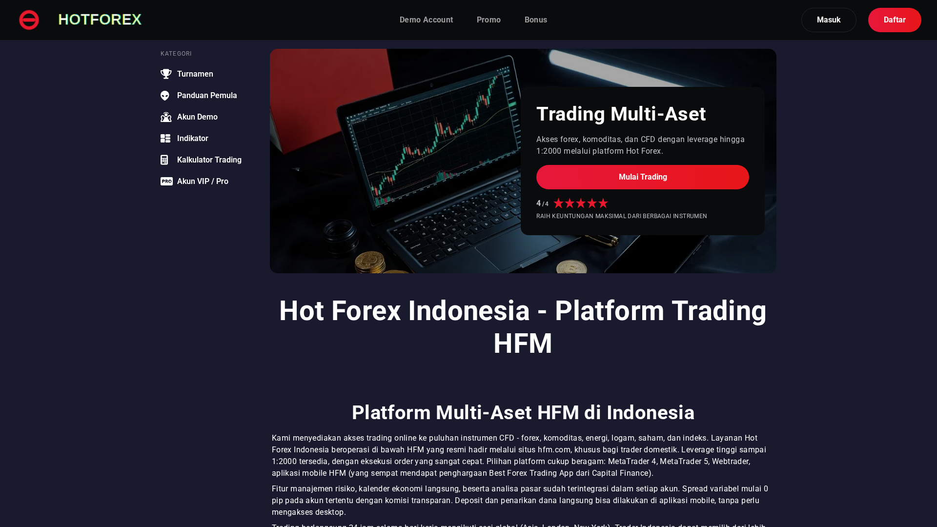Screenshot of hotforexindonesia.com
