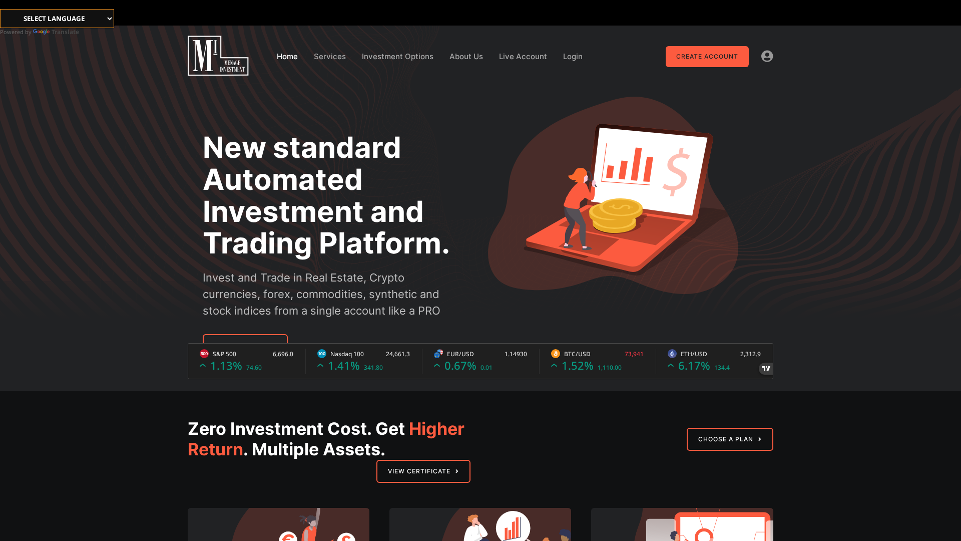 Screenshot of menagefxinvestment.com