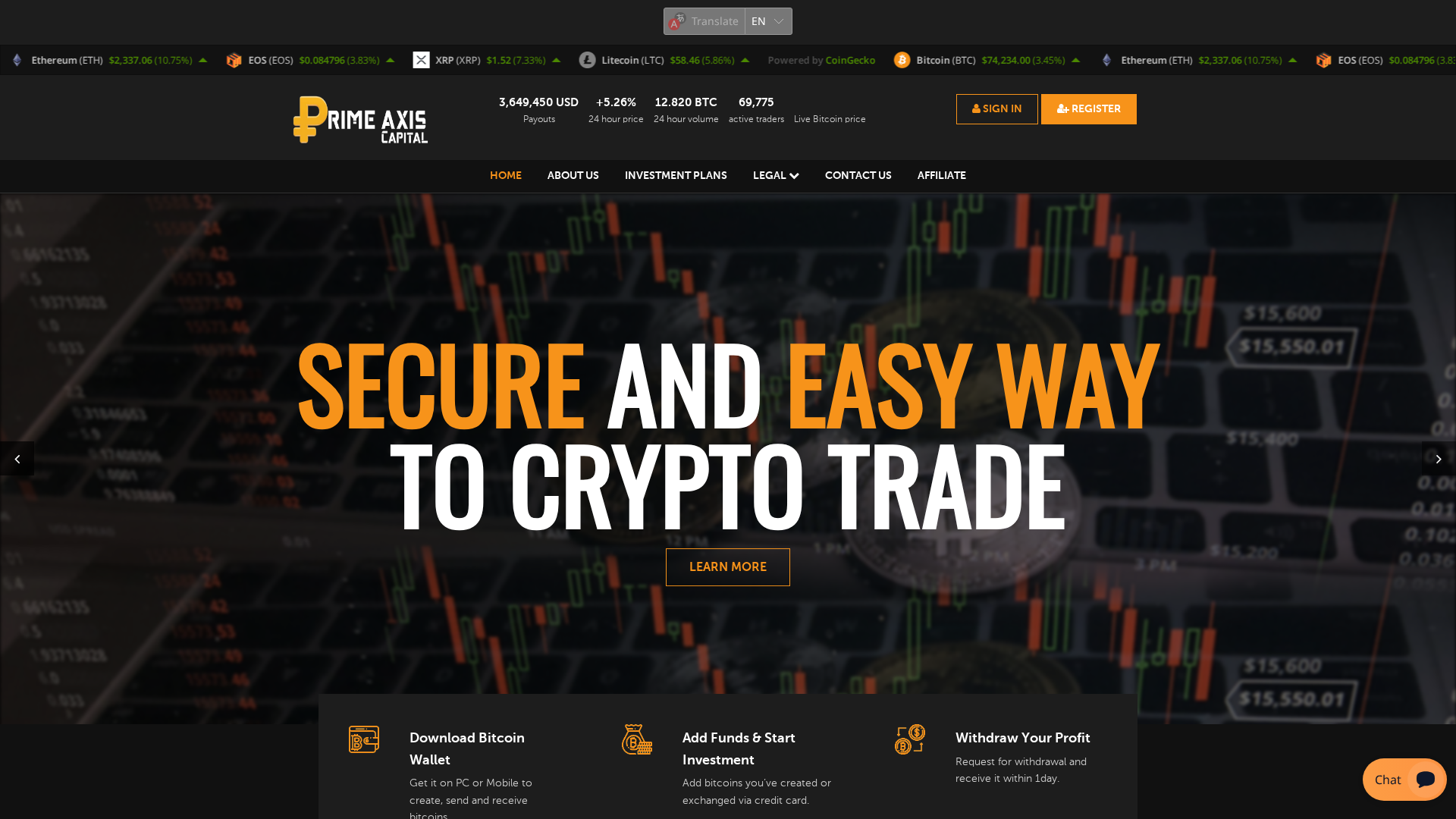 Screenshot of primeaxiscapital.cyou