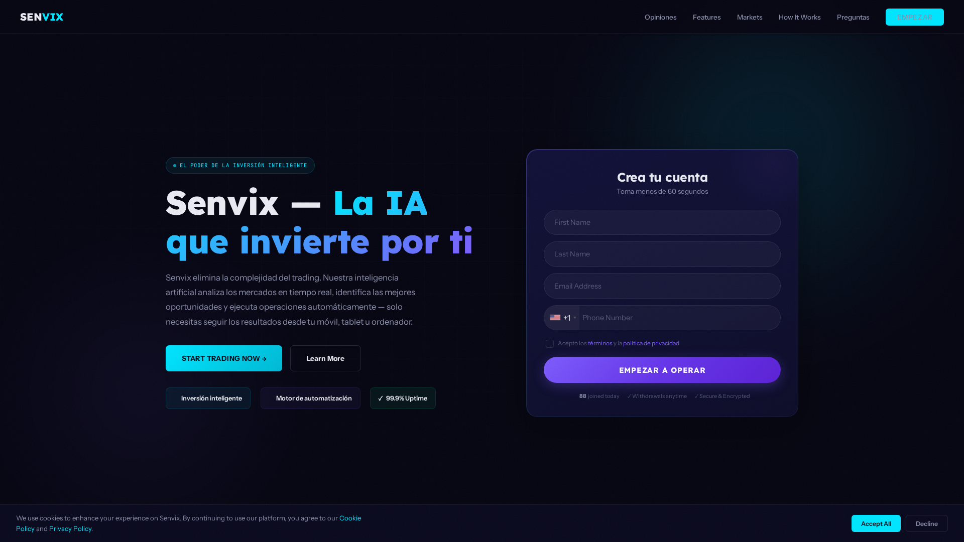 Screenshot of senvixinvest.net