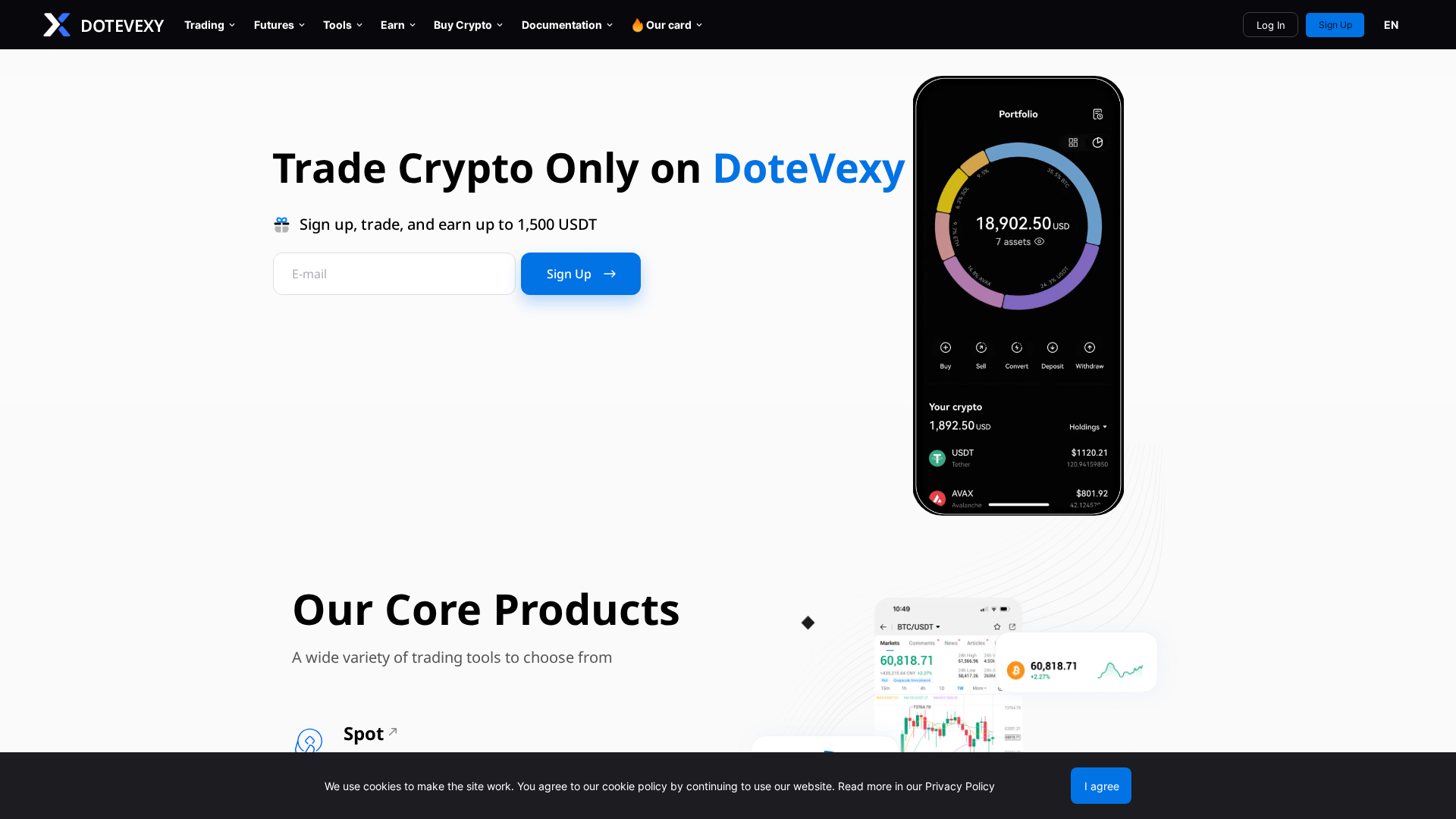 Screenshot of dotevexy.com