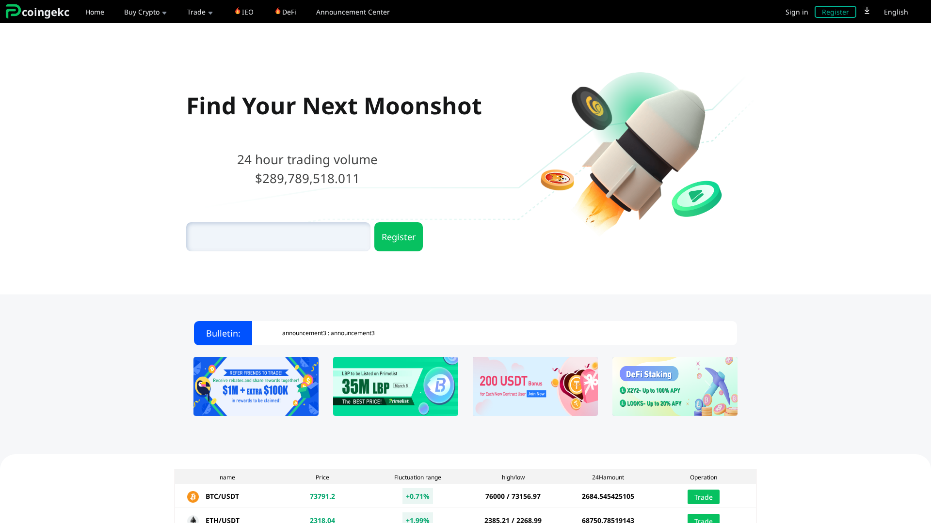 Screenshot of coingekx.com