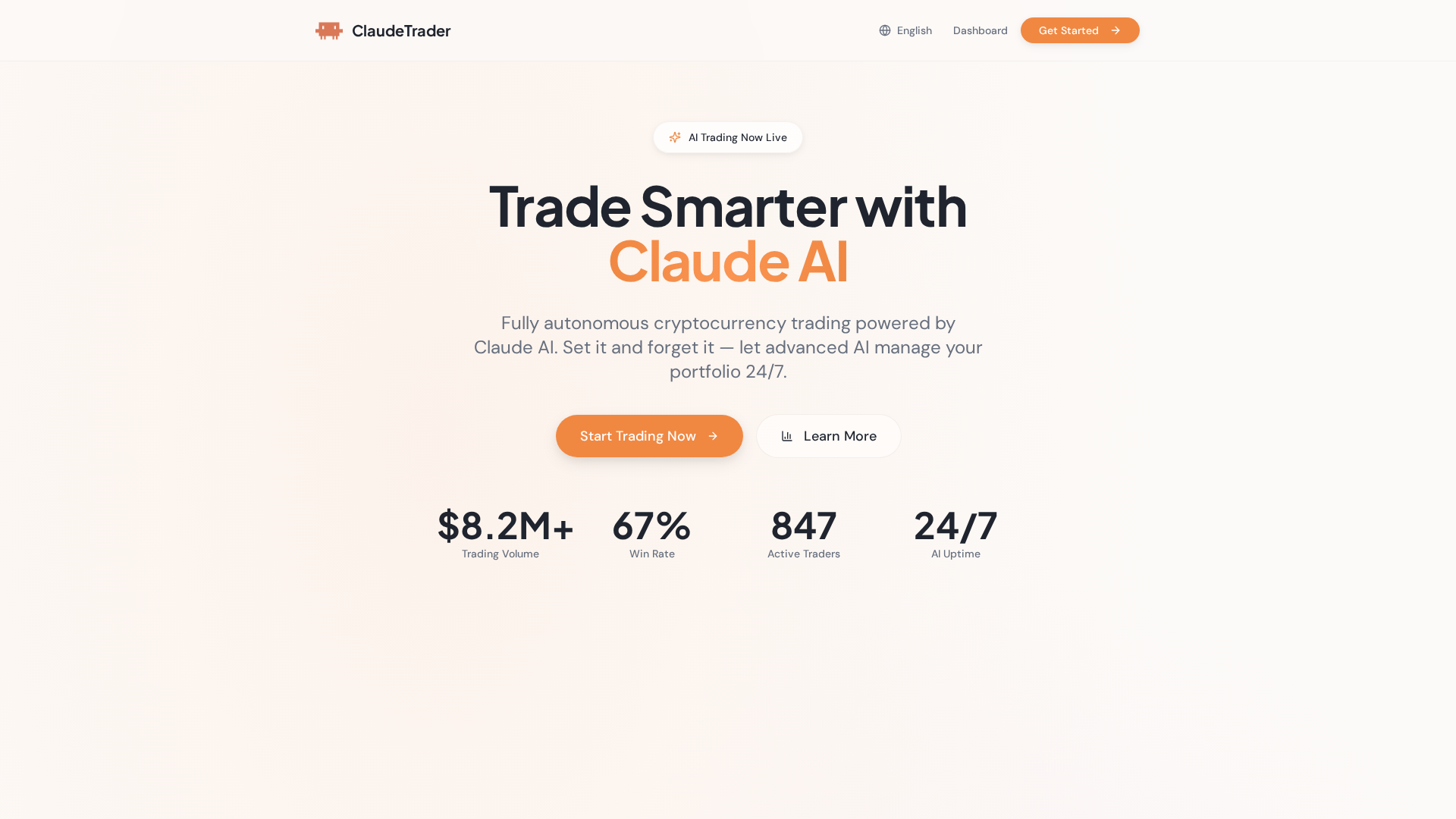 Screenshot of claudetrader.xyz