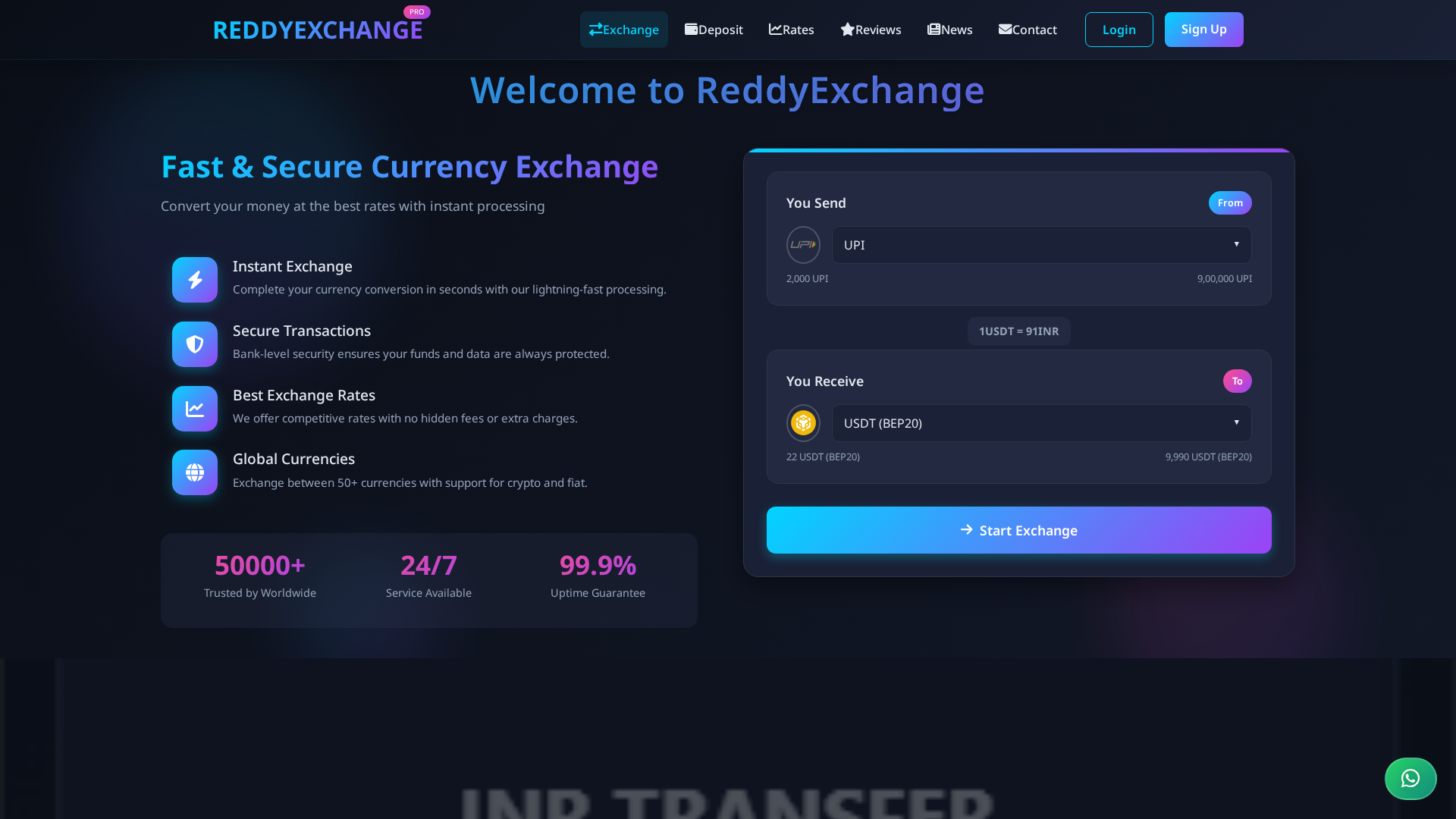 Screenshot of reddyexchs.com
