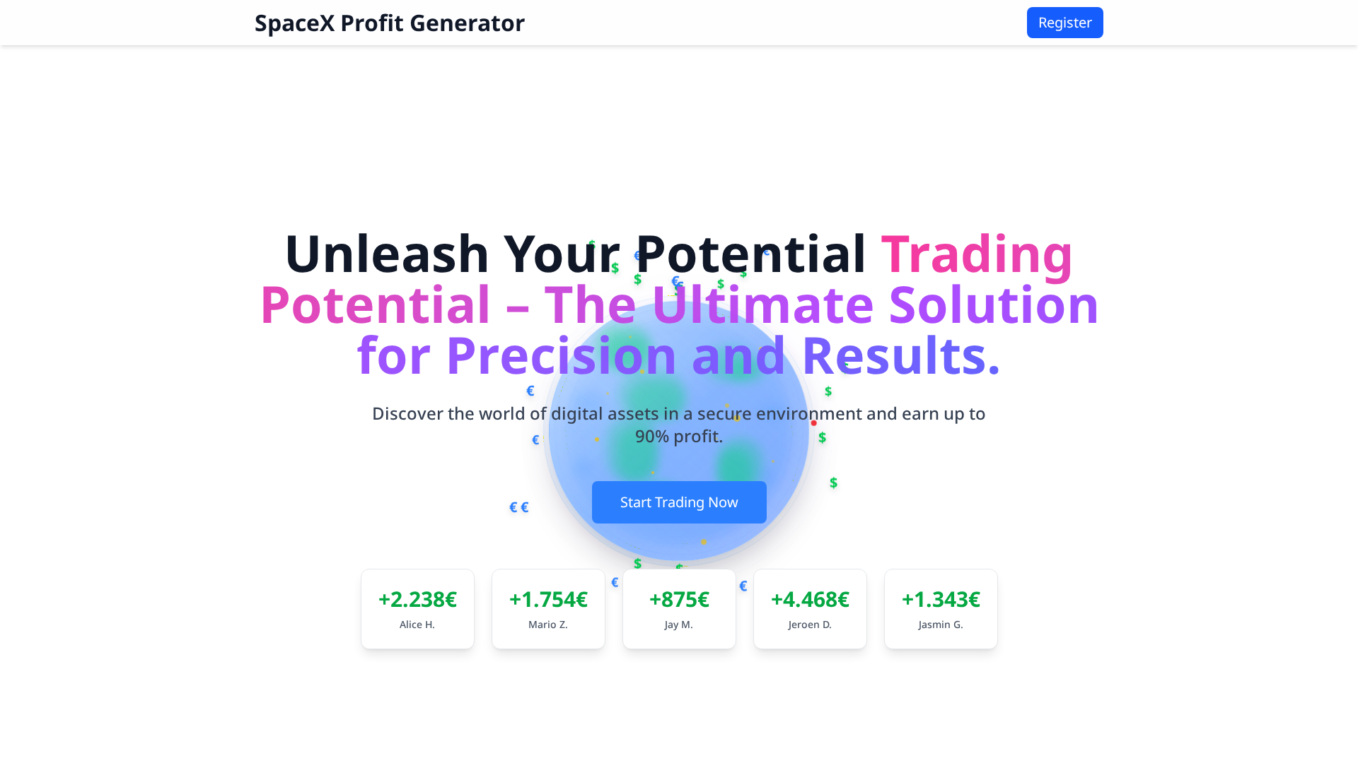Screenshot of spacex-profit-generator.com