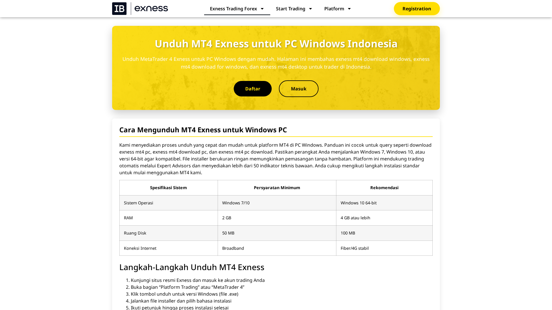 Screenshot of extrading-id.com