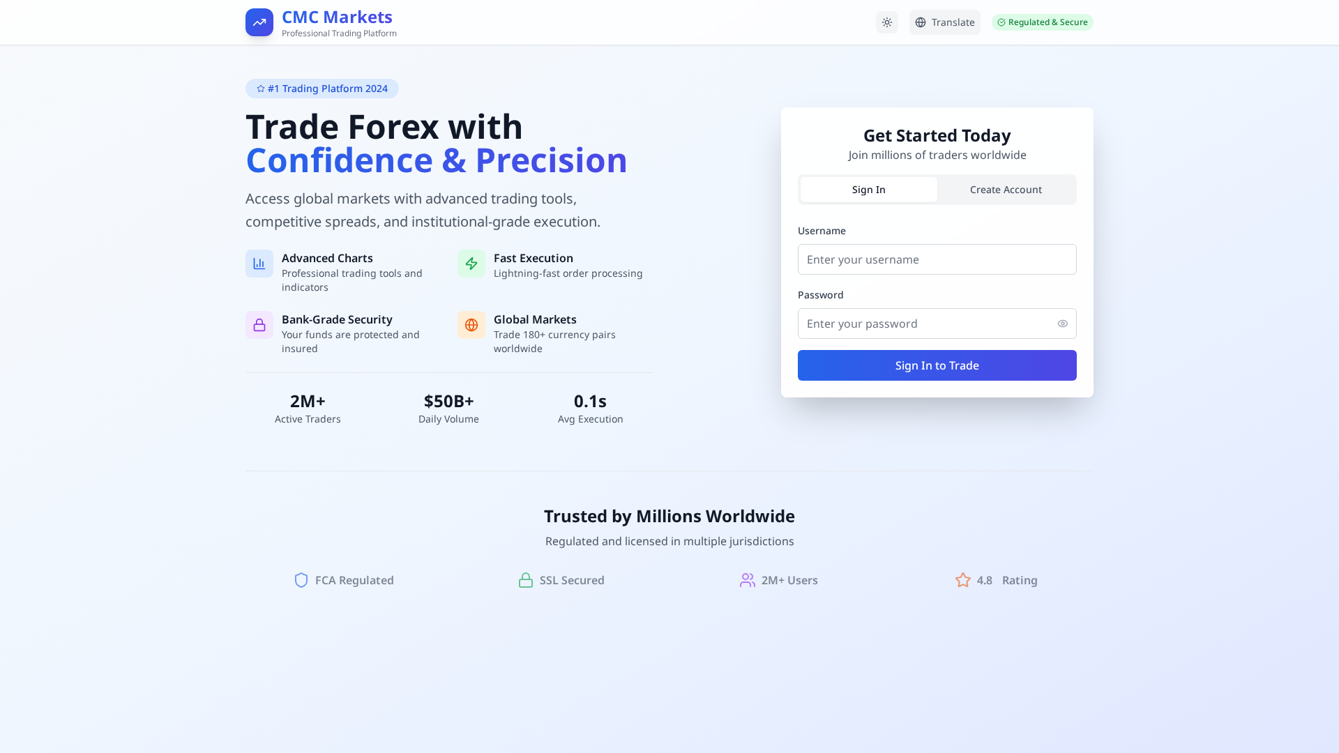 Screenshot of tradecmcmarket.com