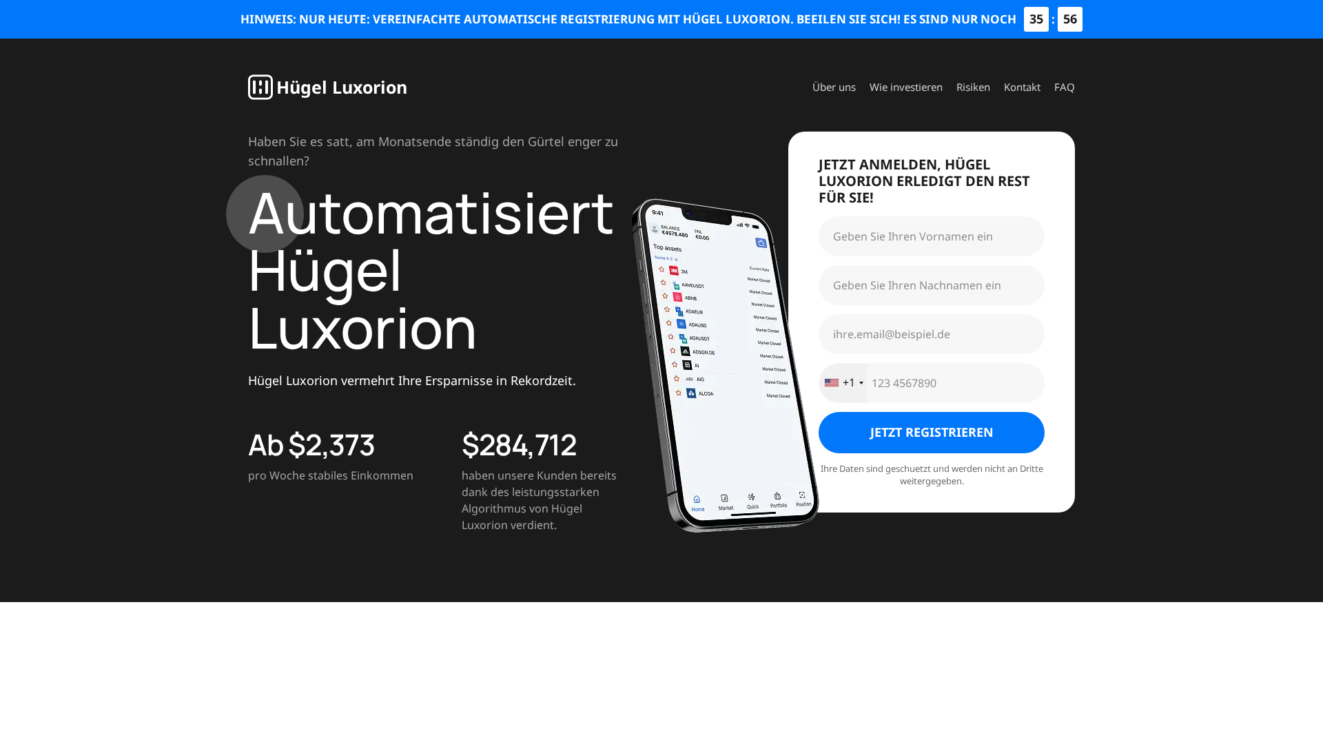 Screenshot of hugelluxoriontrade.de