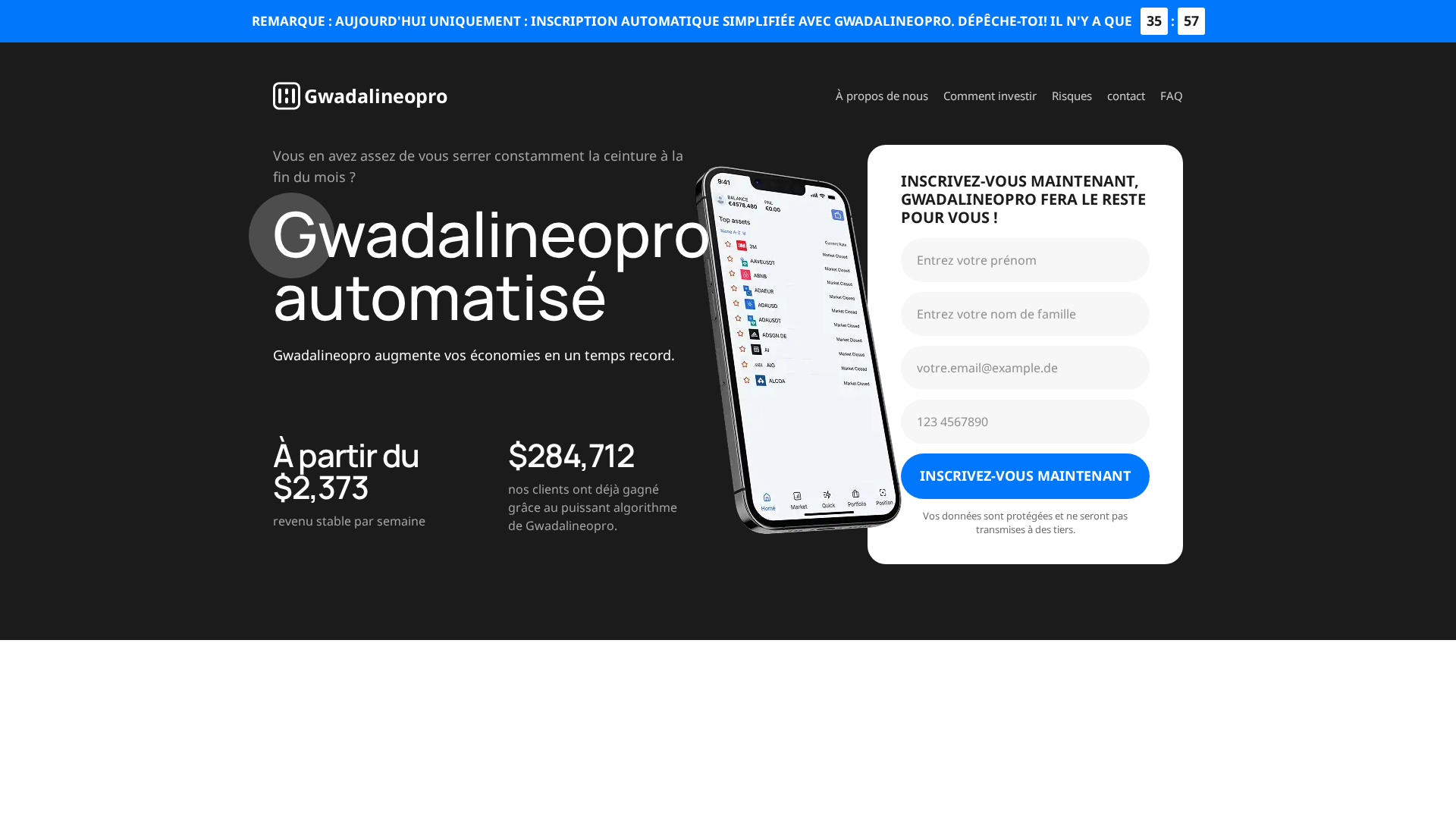 Screenshot of gwadalineoprotrade.com