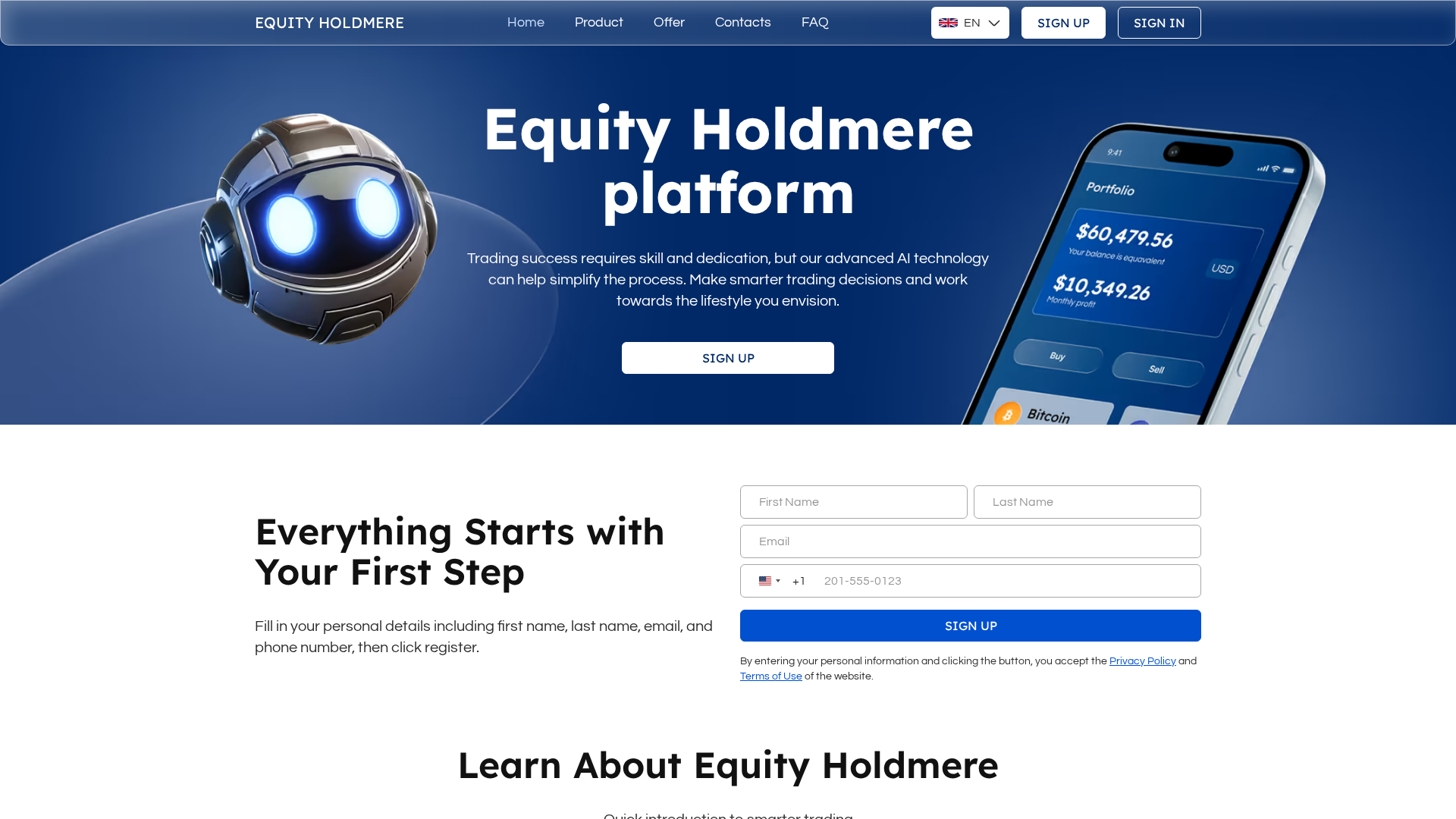 Screenshot of equity-holdmere.com