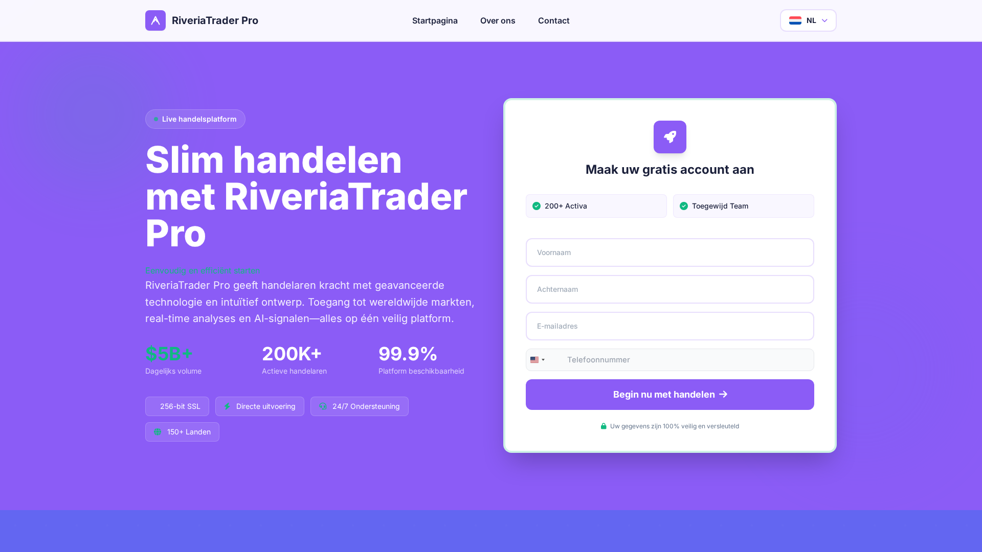 Screenshot of riveriatraderpro-nl.com