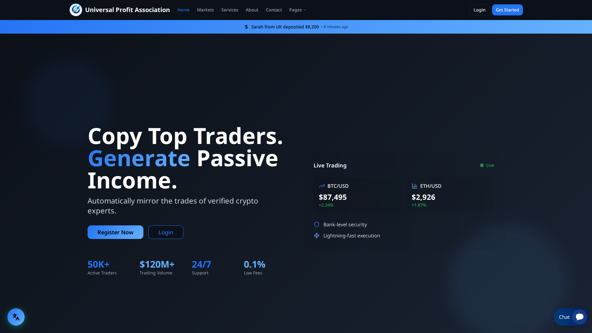 Screenshot of universalprofitassociation.com