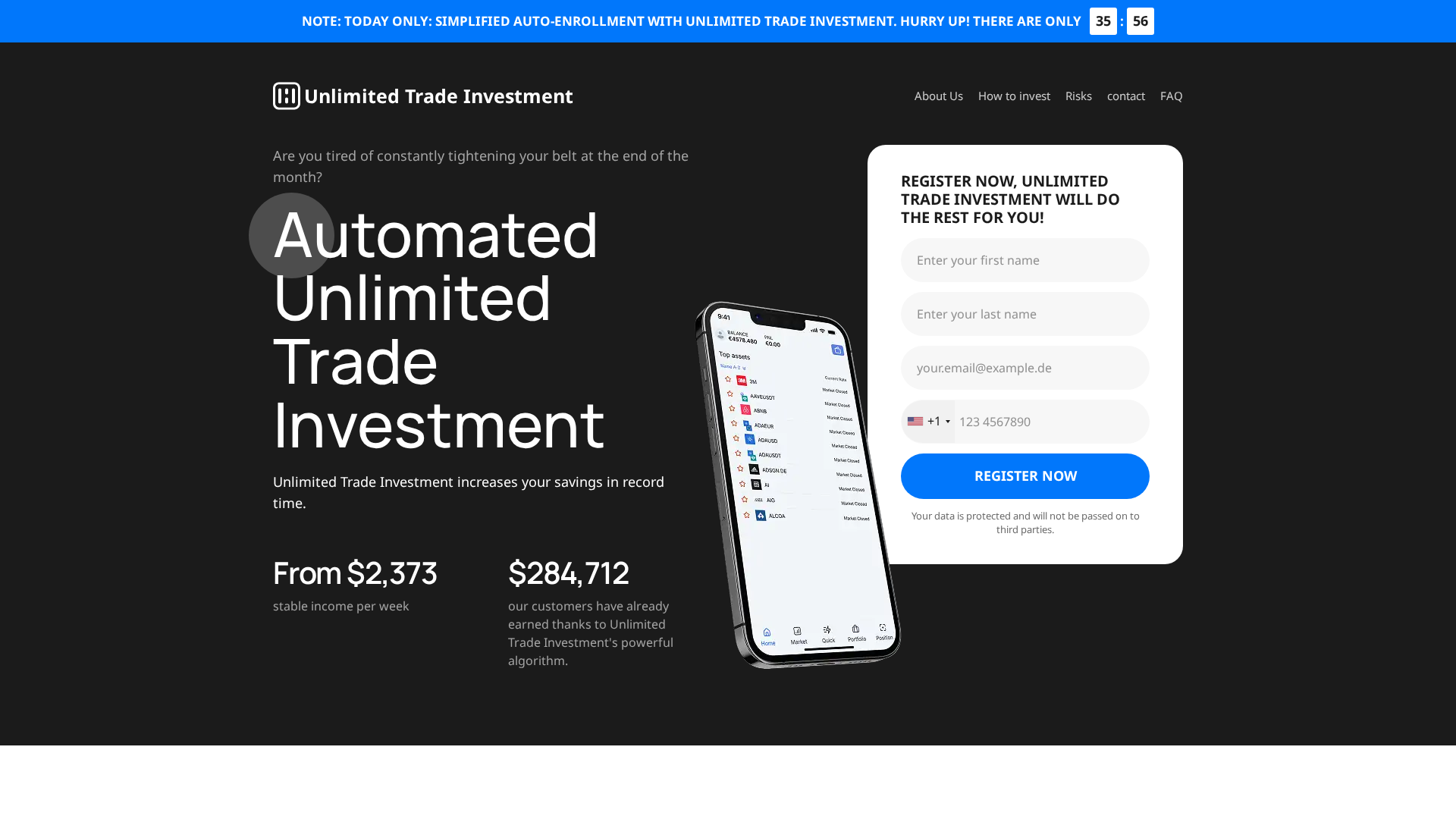 Screenshot of unlimitedtradeinvestment.net