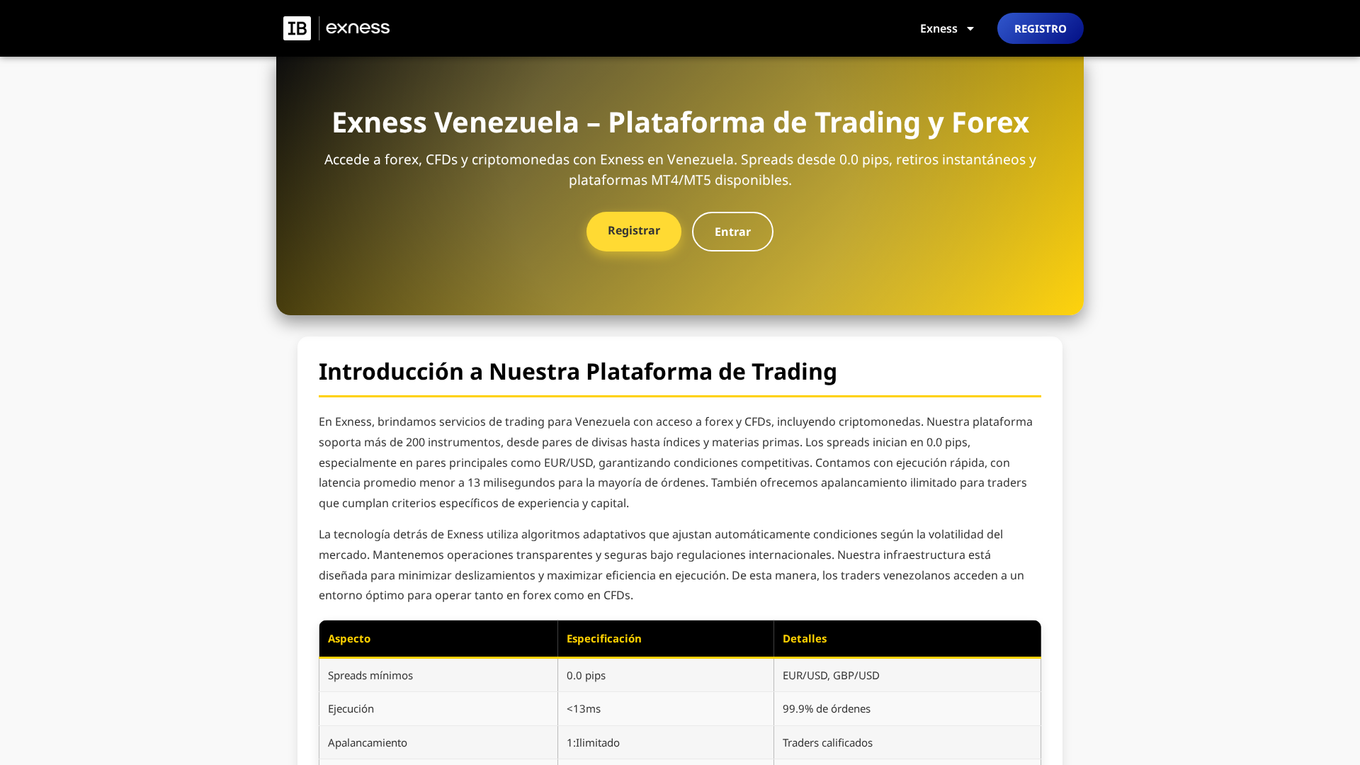 Screenshot of extrading-ve.com