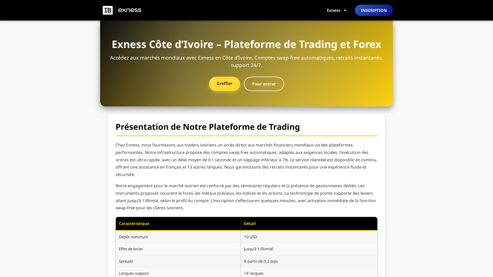 Screenshot of extrading-ci.com