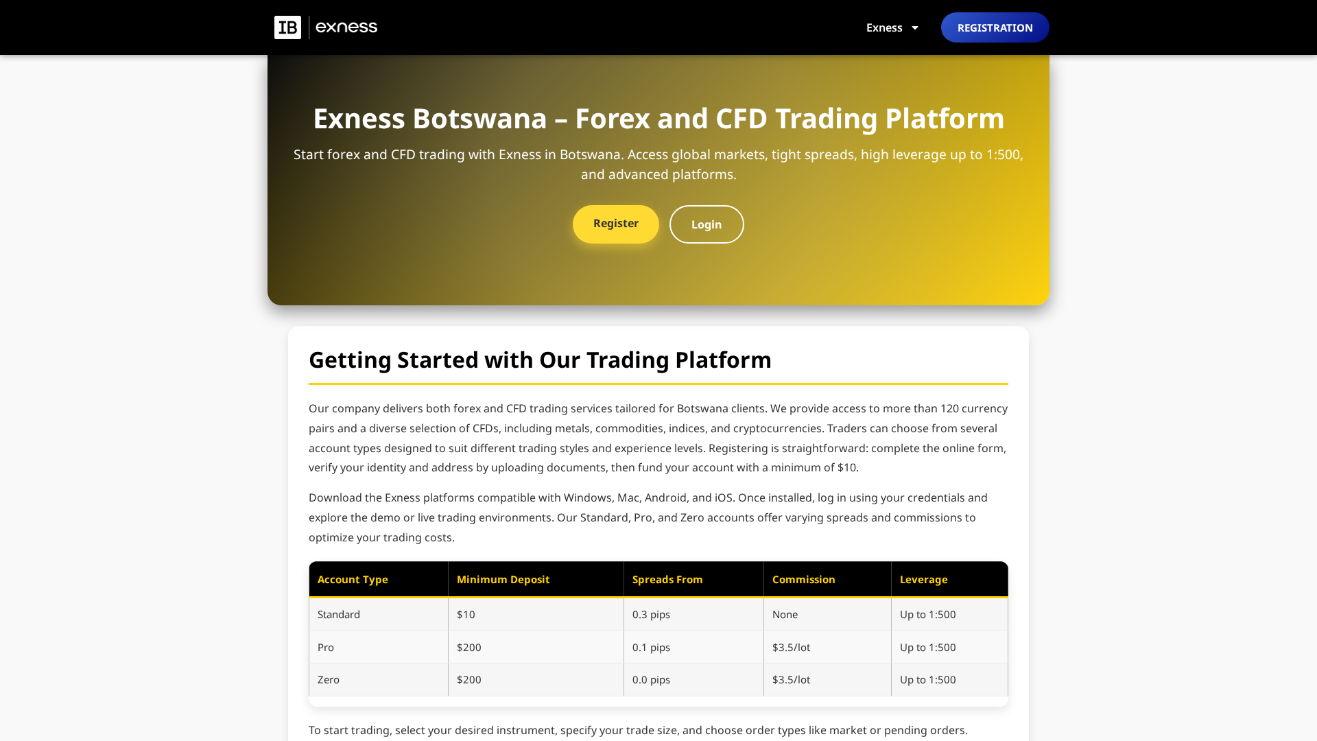 Screenshot of extrading-bw.com