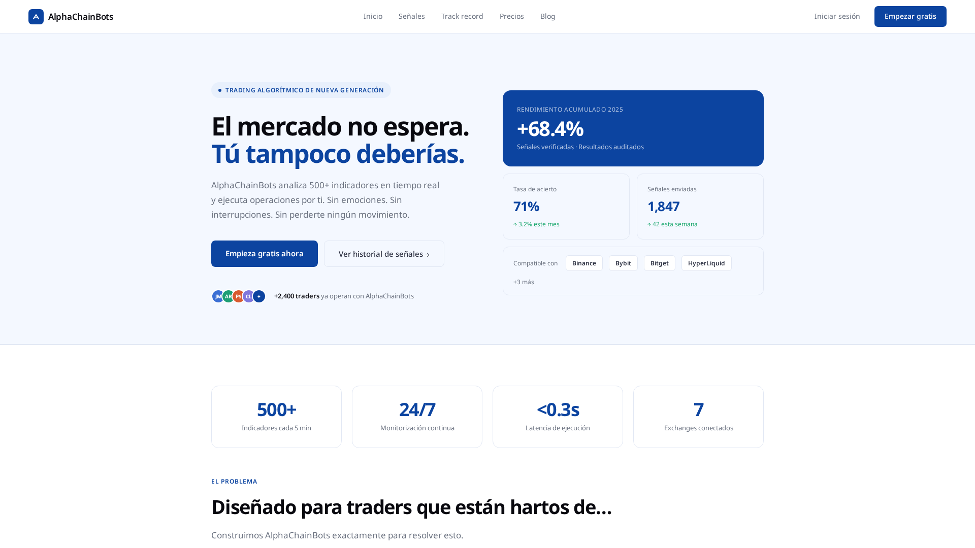 Screenshot of alphachainbots.com