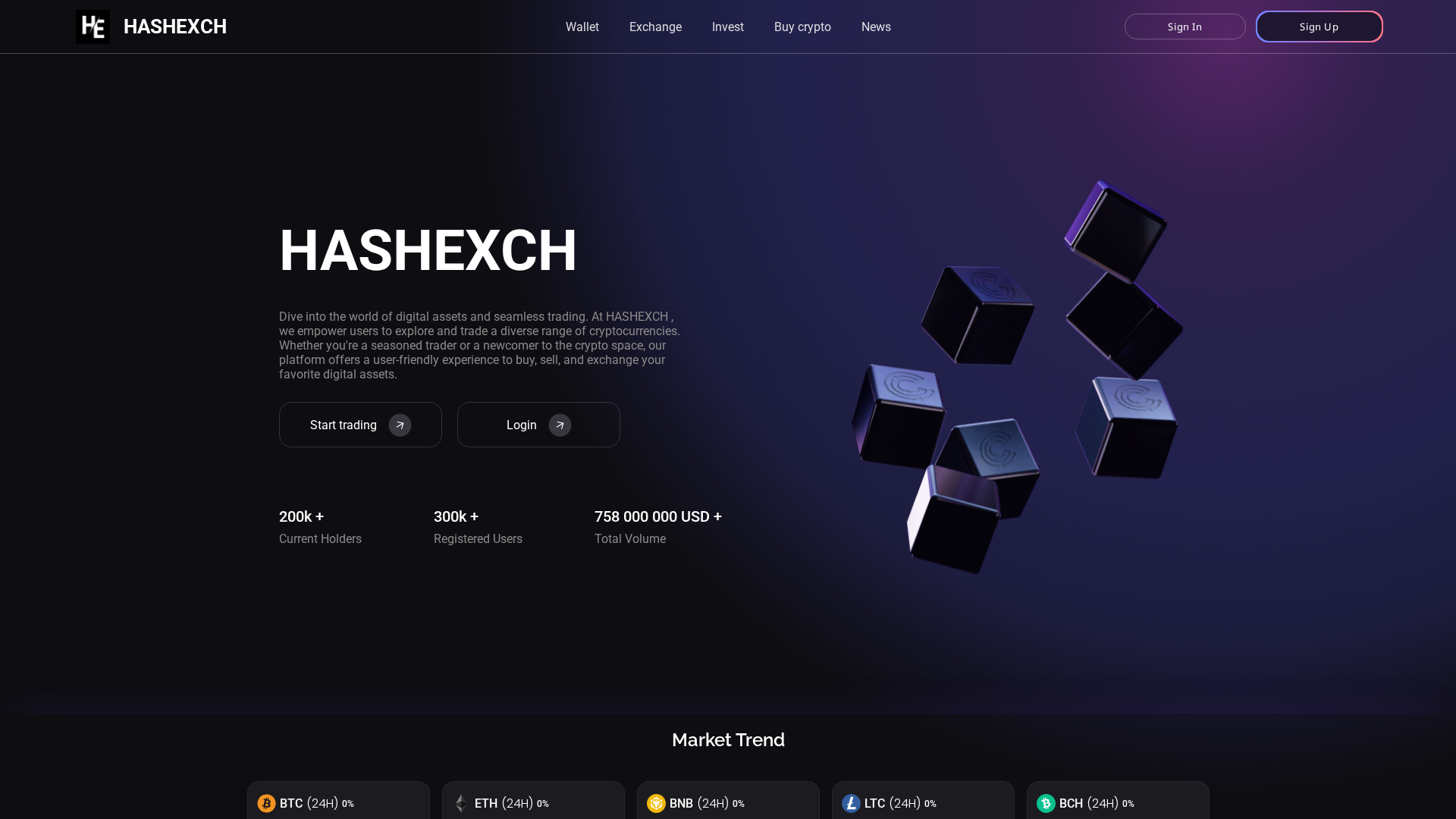Screenshot of hashexch.ltd