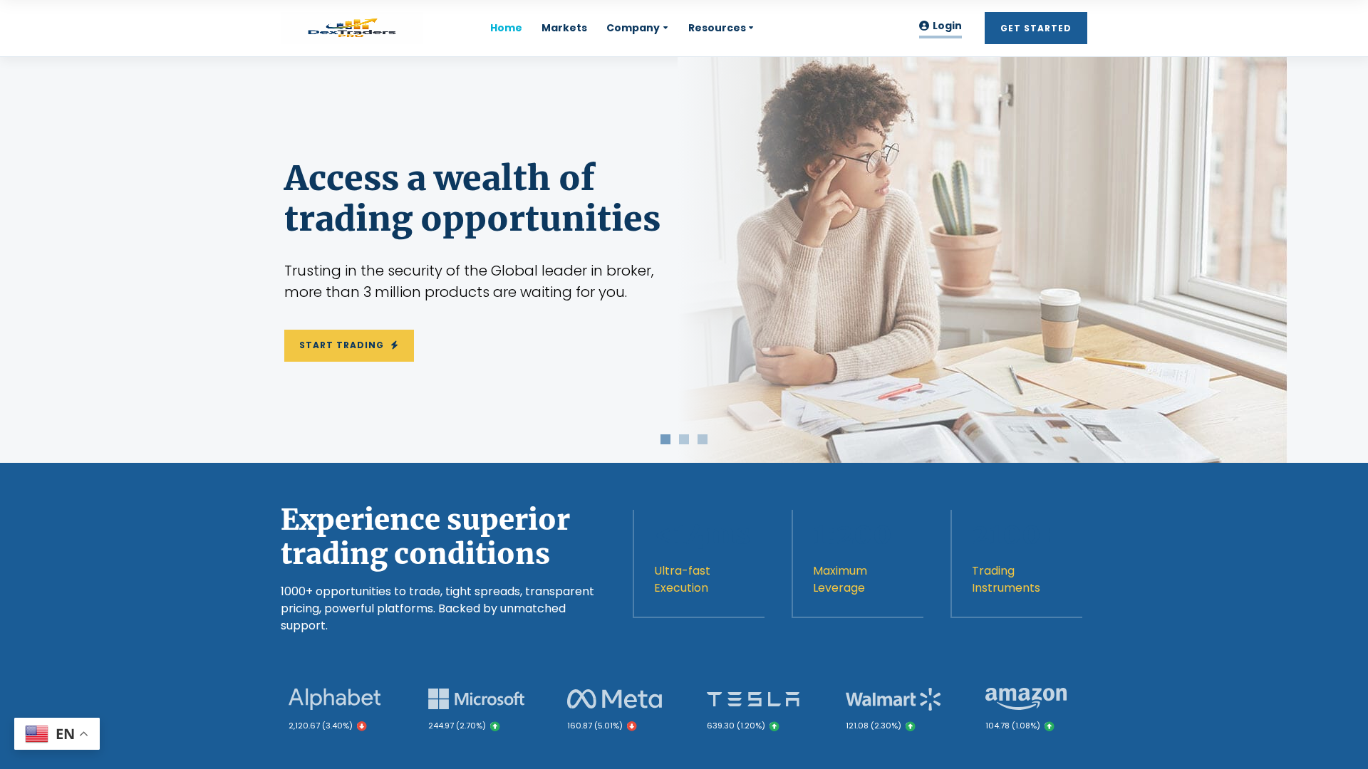 Screenshot of dextraderspro.com