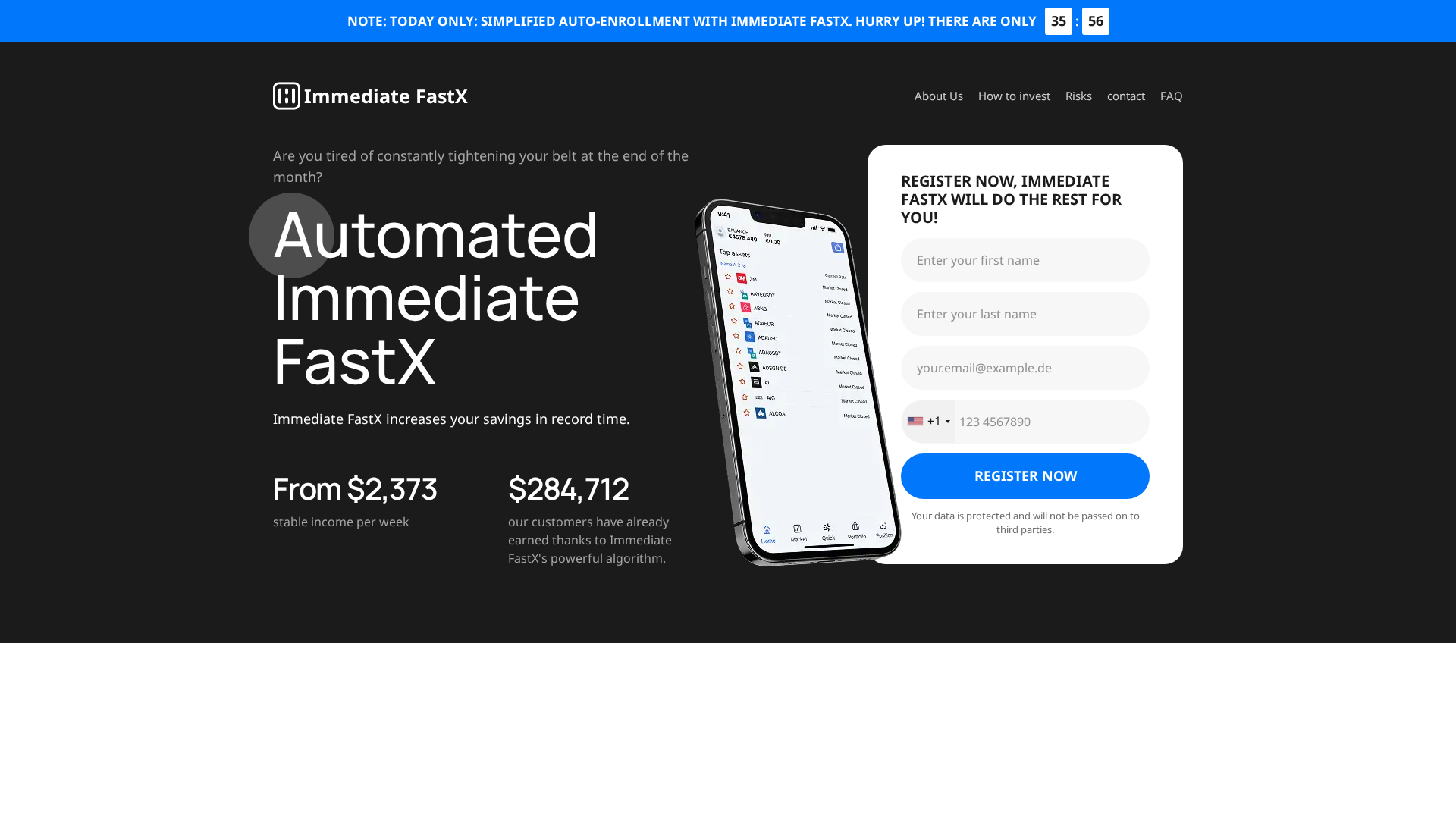 Screenshot of immediatefastxtrade.net
