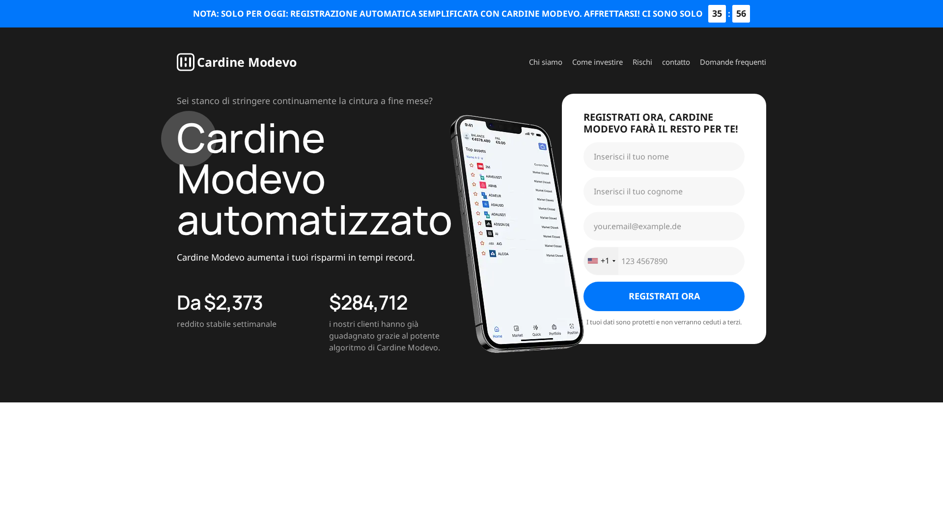 Screenshot of cardinemodevotrade.com