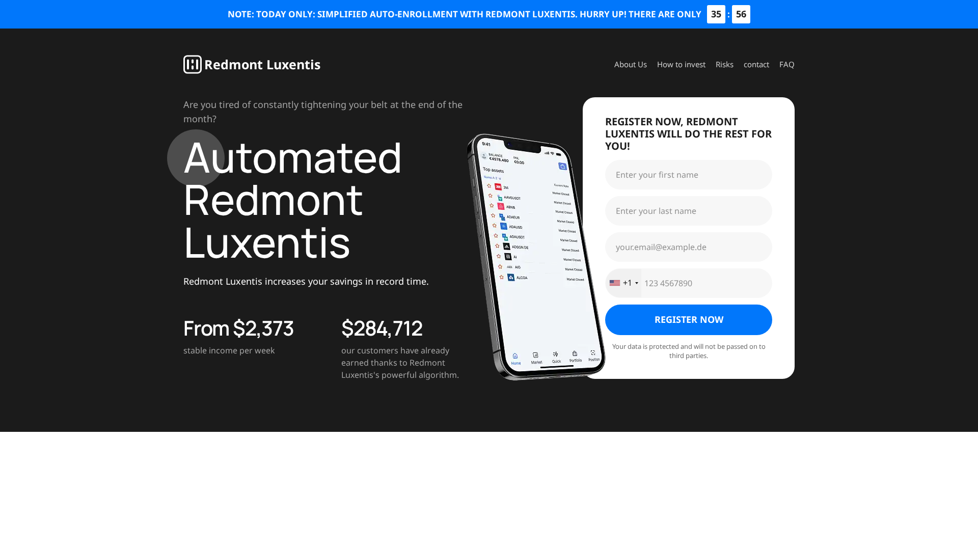 Screenshot of redmontluxentistrade.com