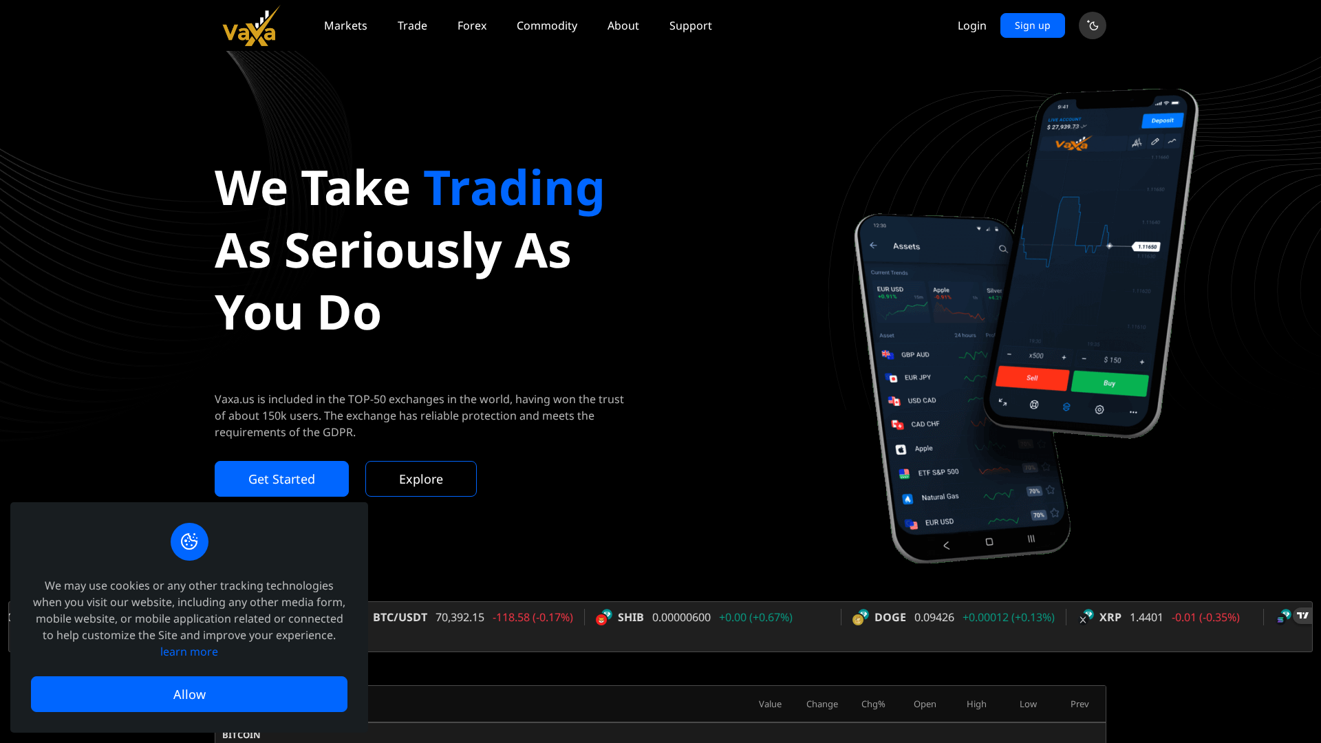 Screenshot of vaxa.finance