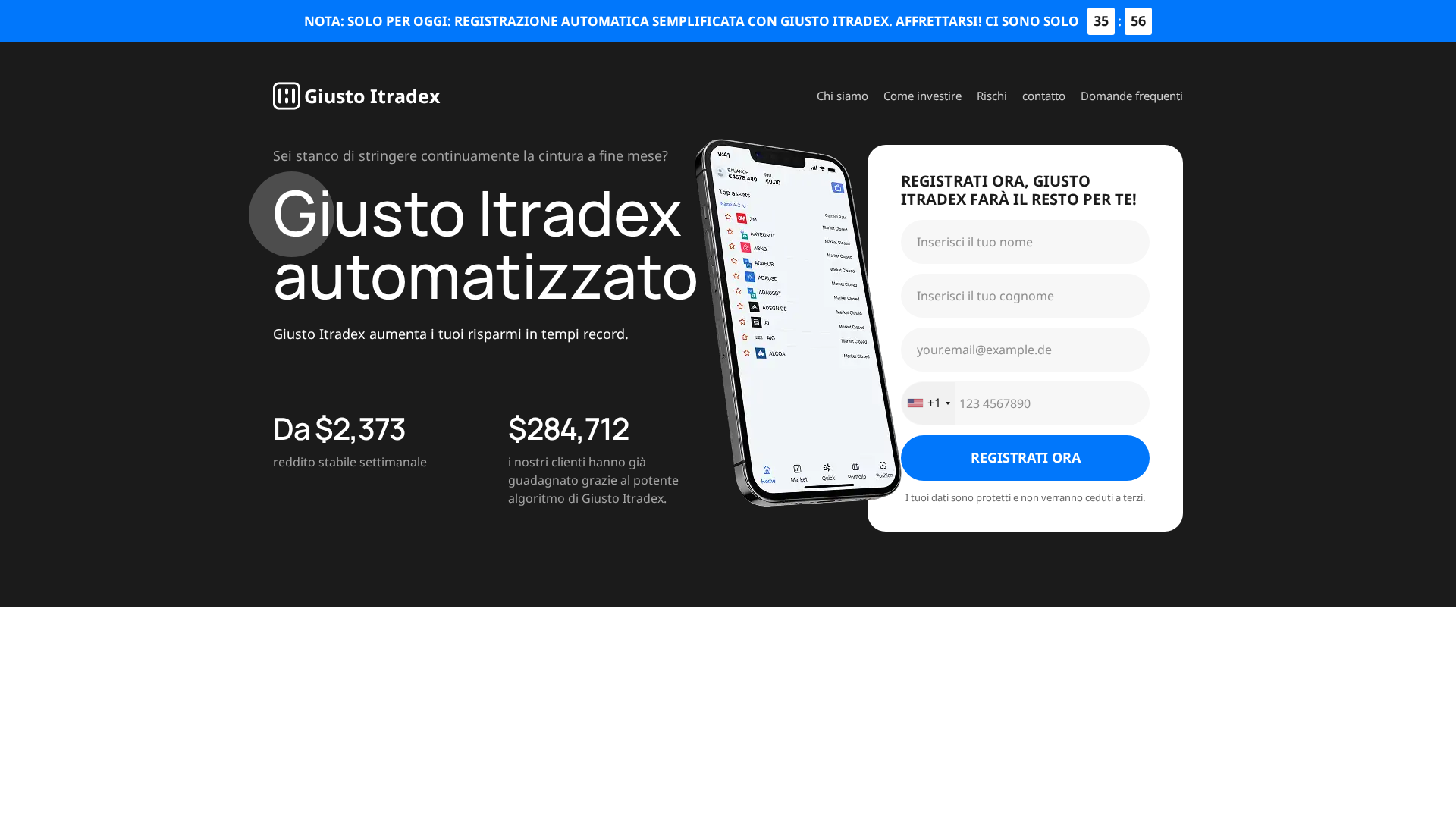 Screenshot of giustoitradextrade.com