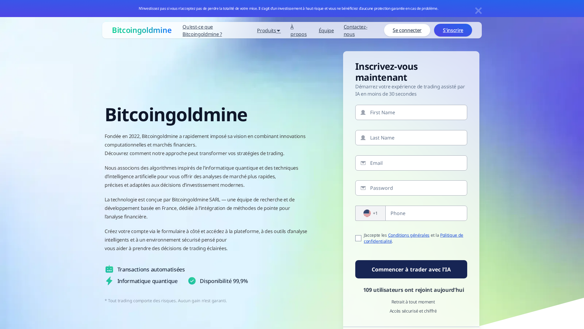 Screenshot of bitcoingoldminefrance.shop