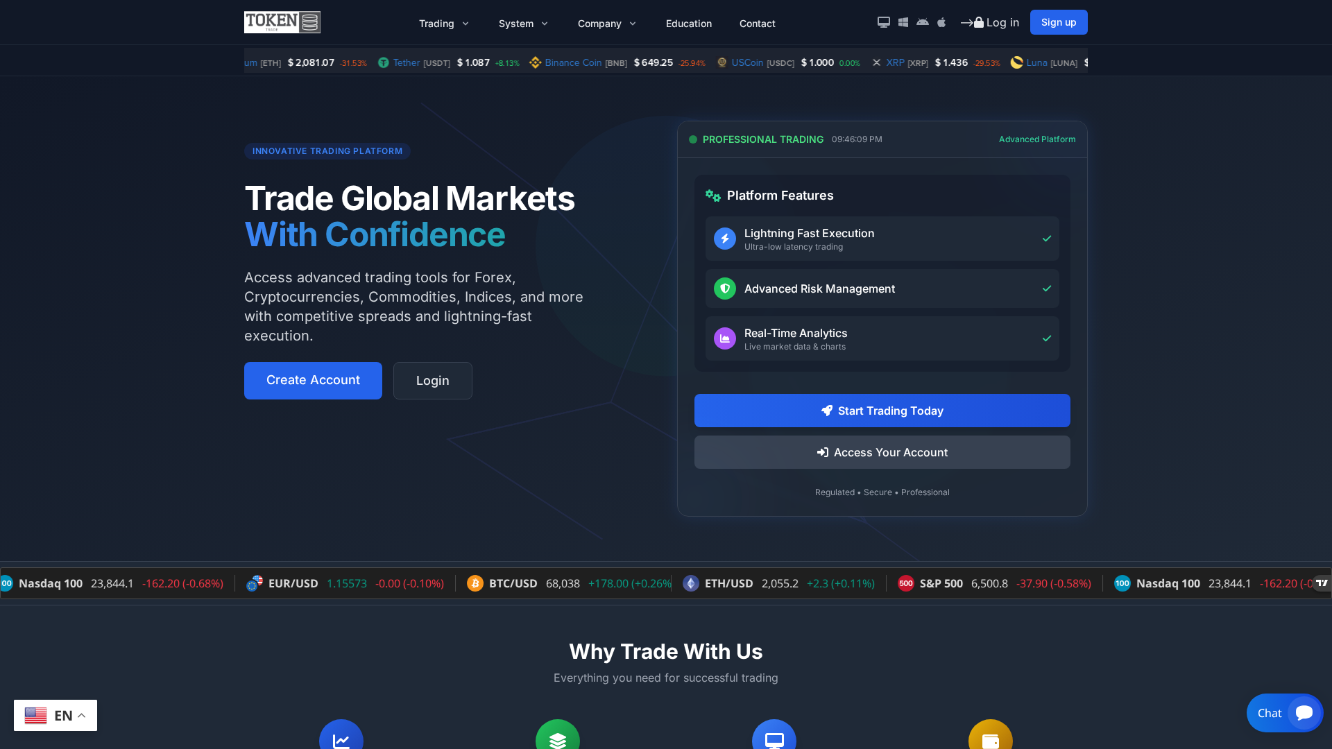 Screenshot of tokenstrade.pro