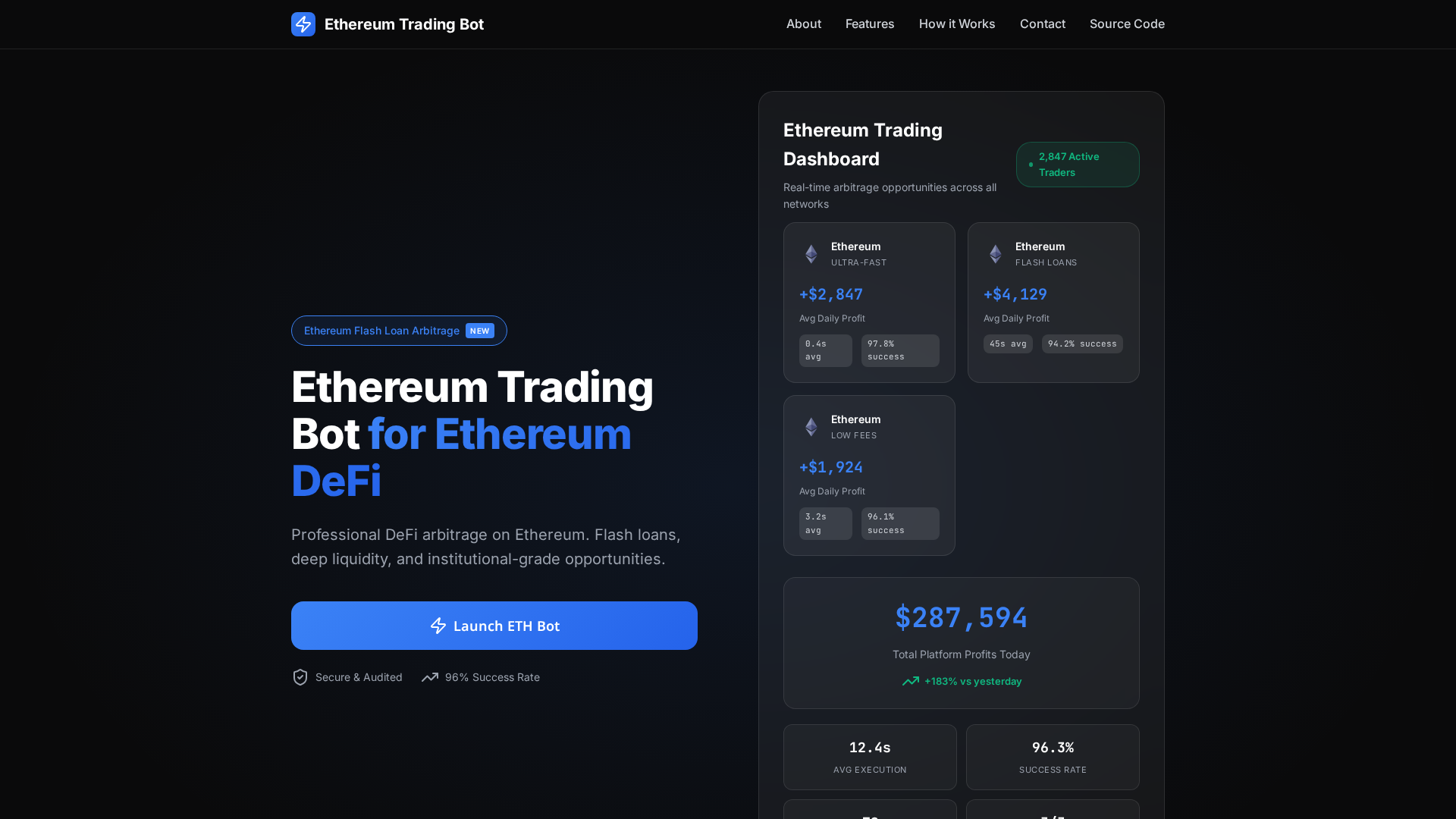 Screenshot of ethbot.trade