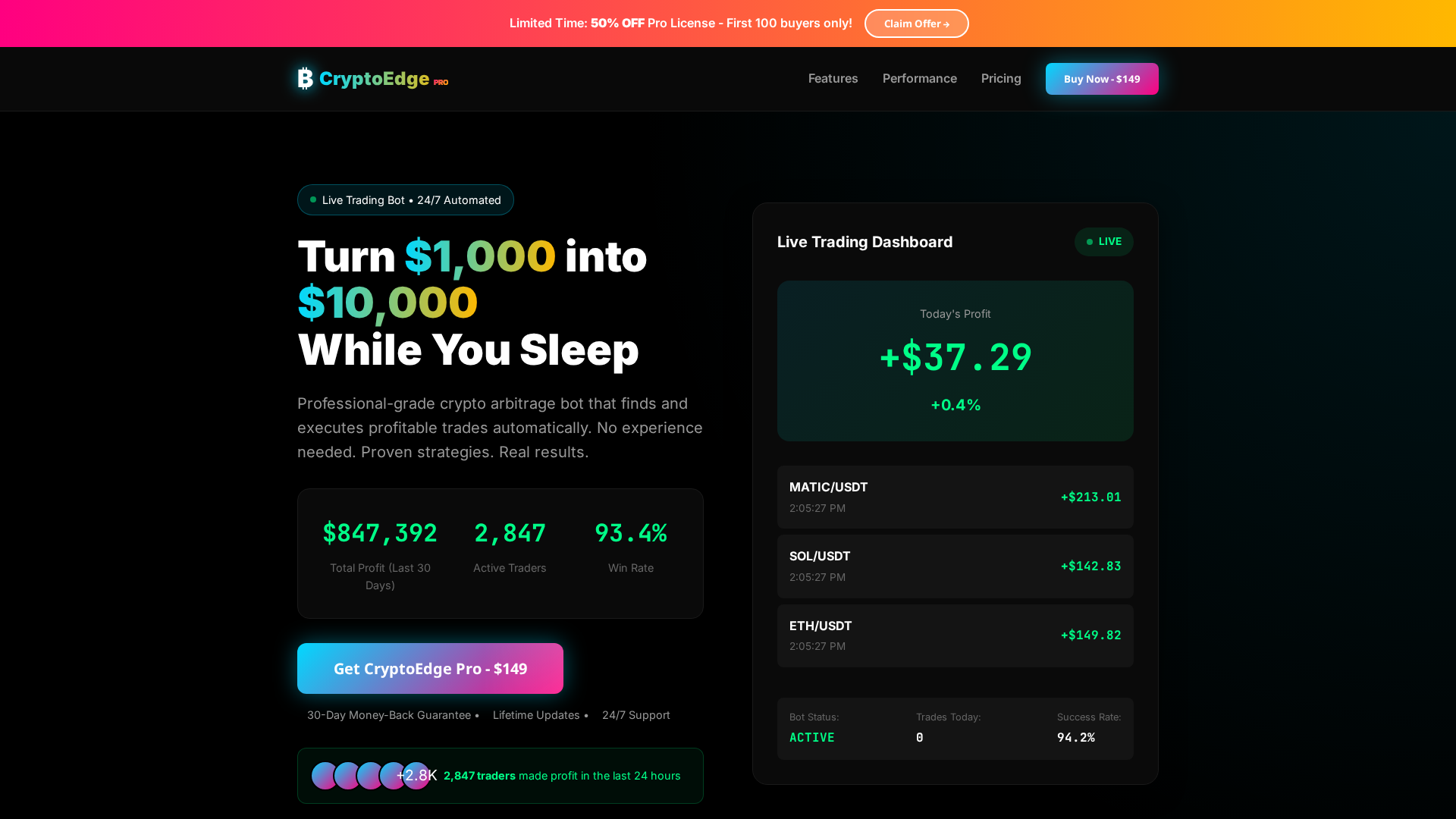 Screenshot of cryptoedgepro.live