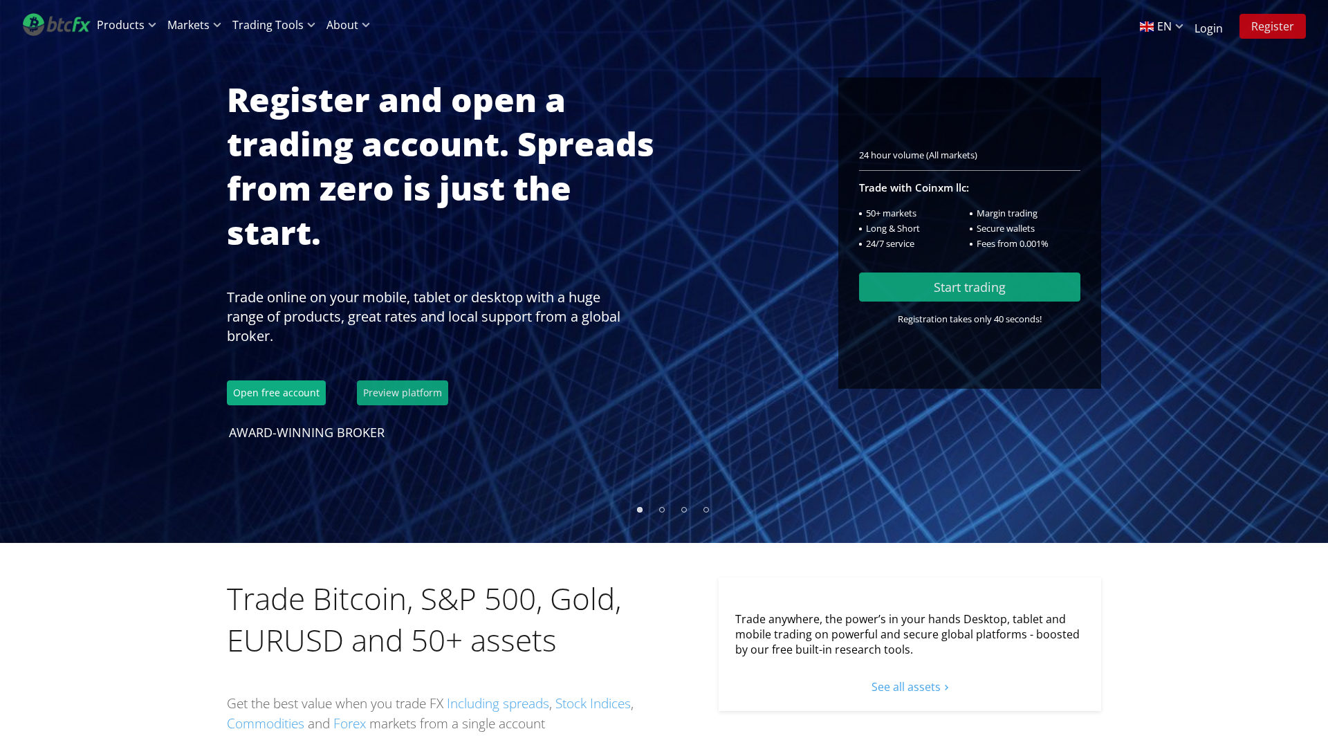 Screenshot of btcfx.io