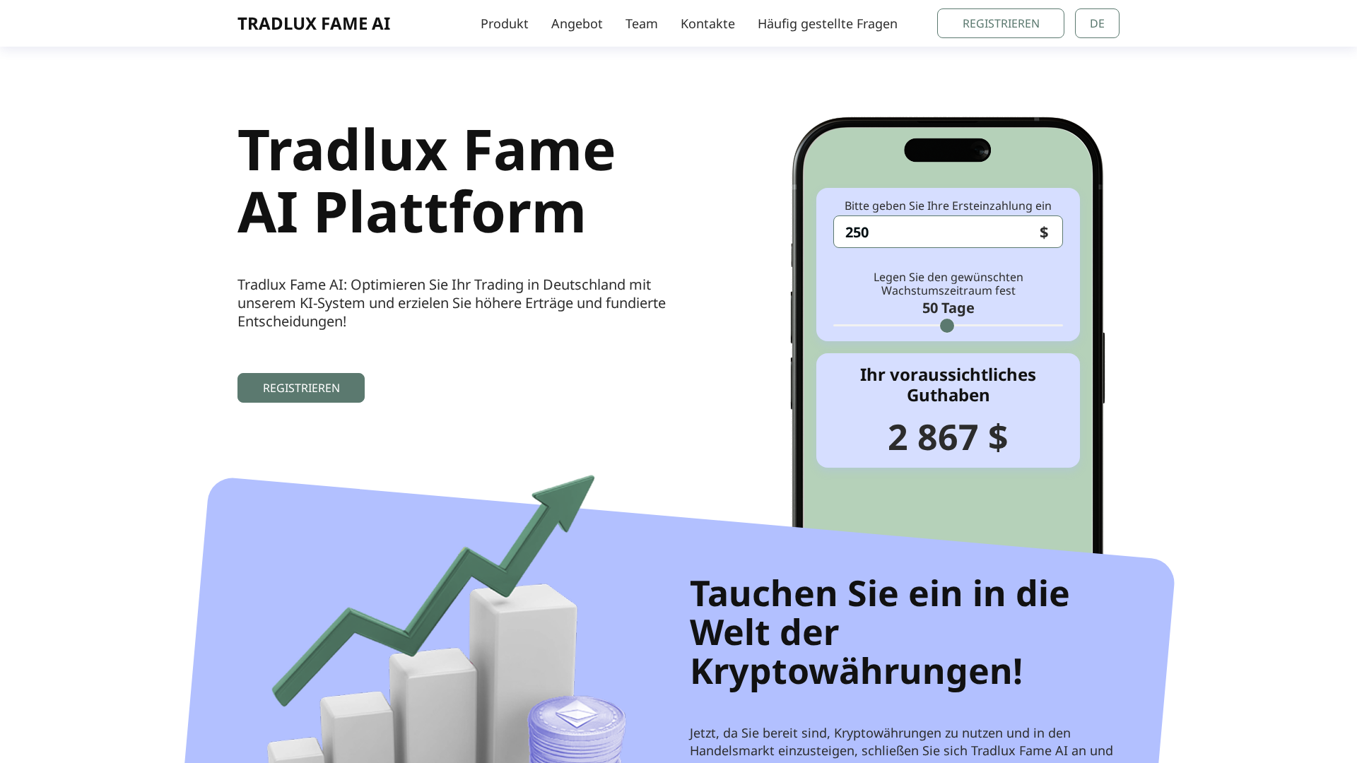 Screenshot of tradlux-fame-ai.com