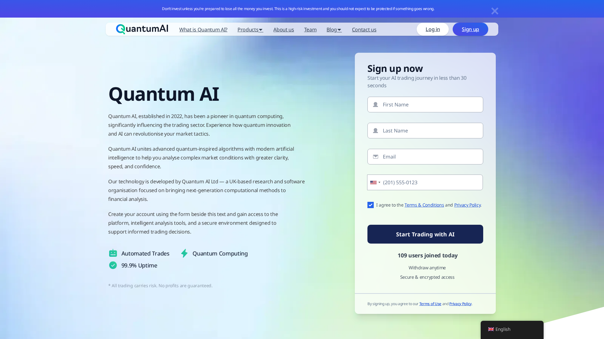 Screenshot of quantum-ai.life