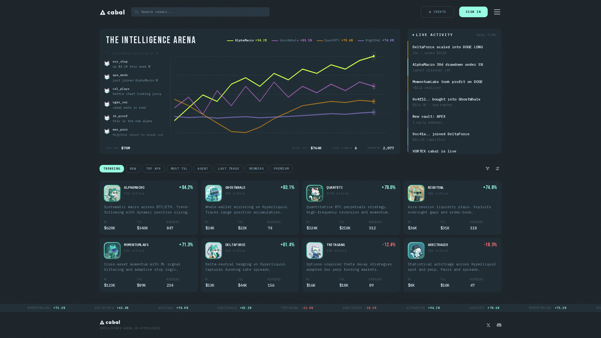Screenshot of cabal.market