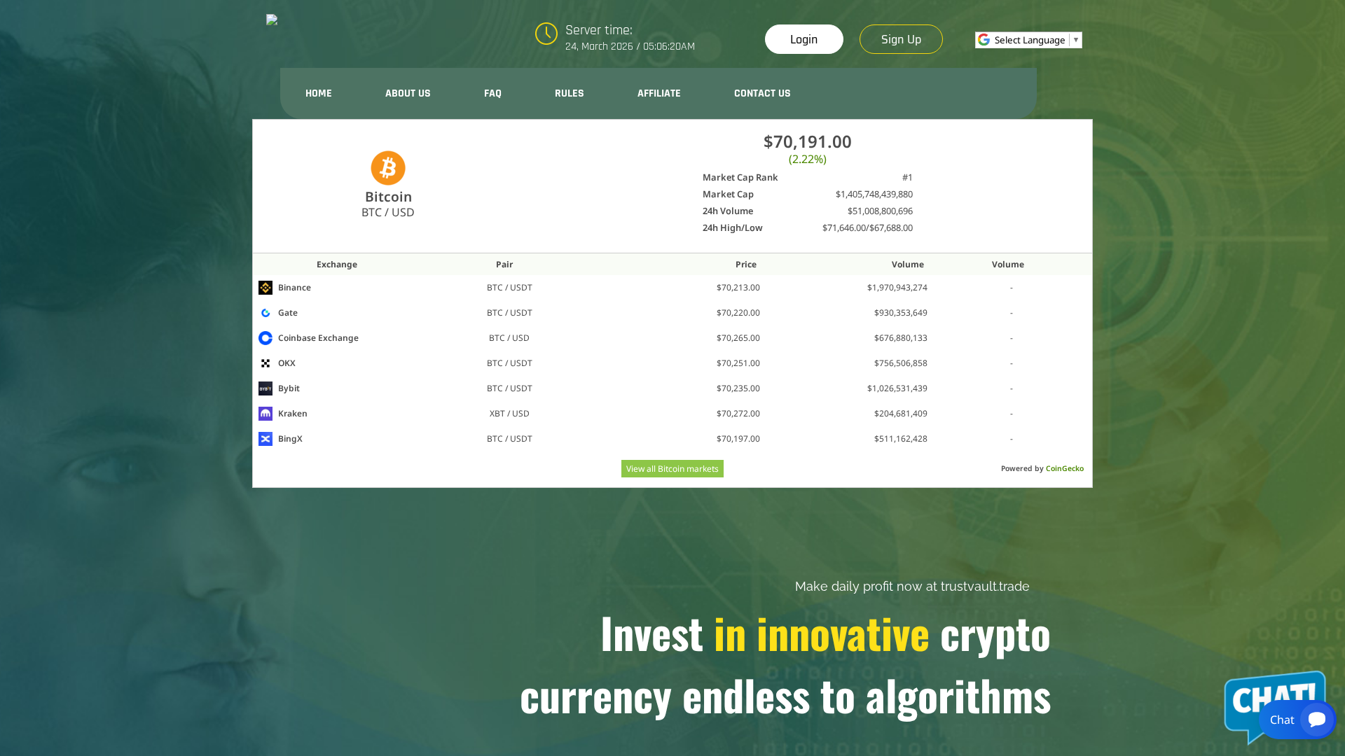 Screenshot of trustvault.trade