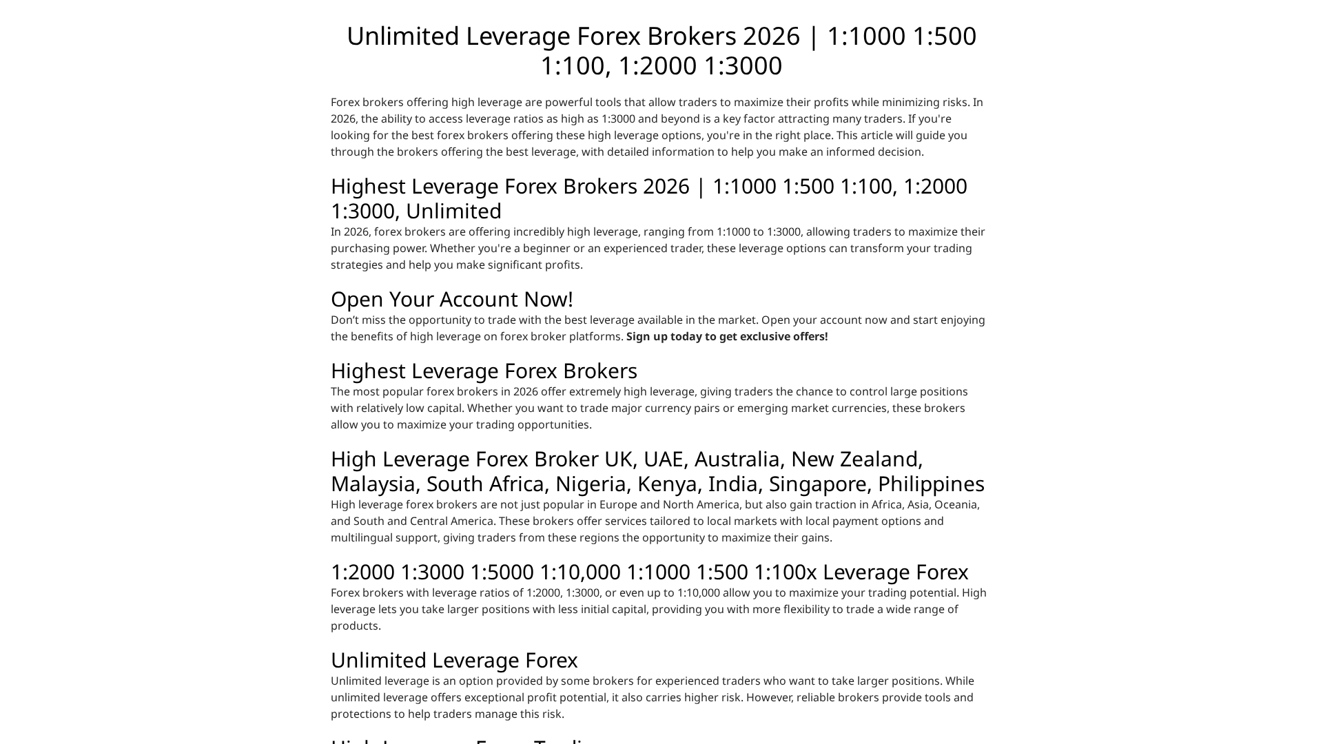 Screenshot of unlimitedleverageforexbroker.co.uk