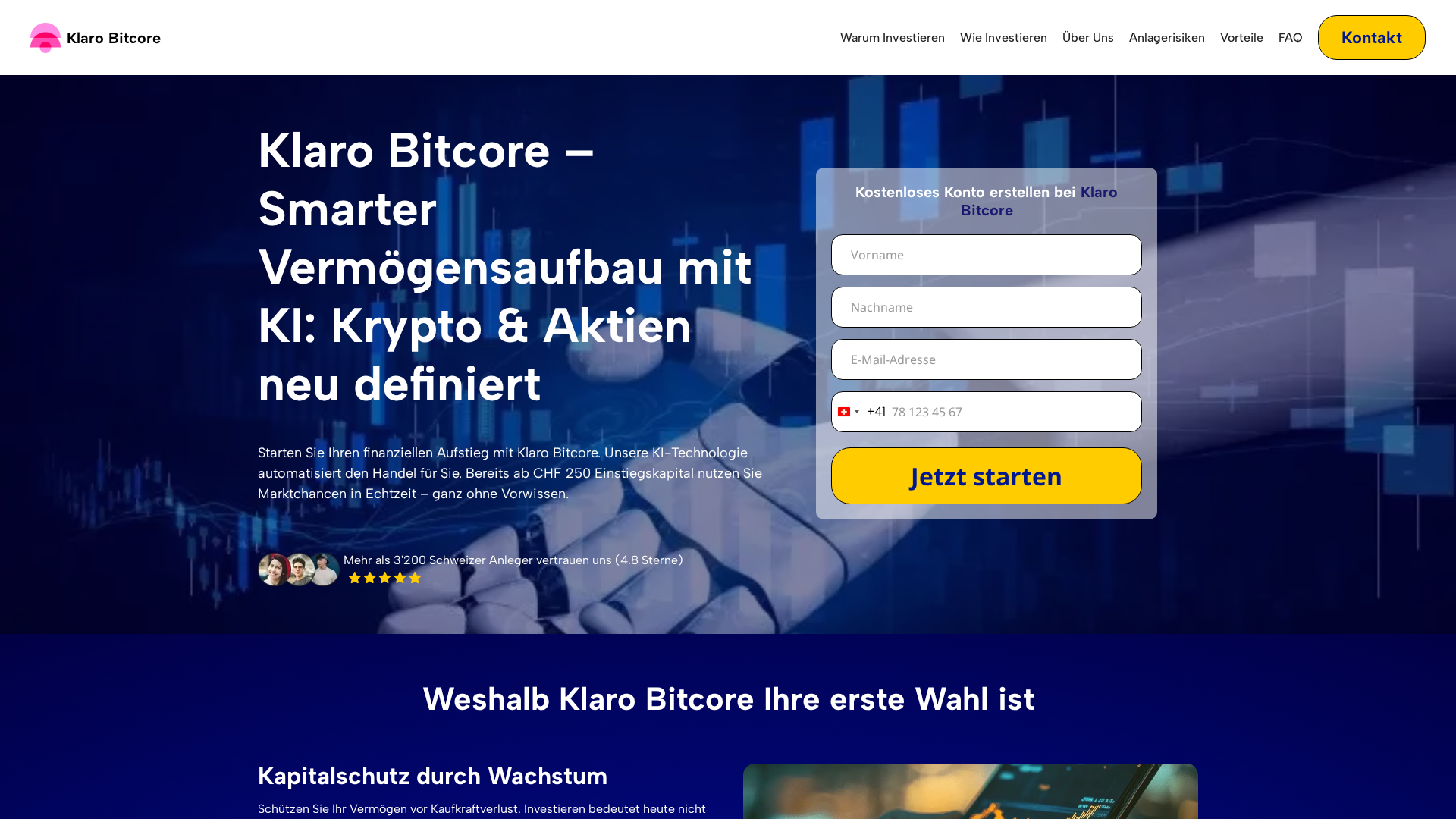 Screenshot of klarobitcore.ch