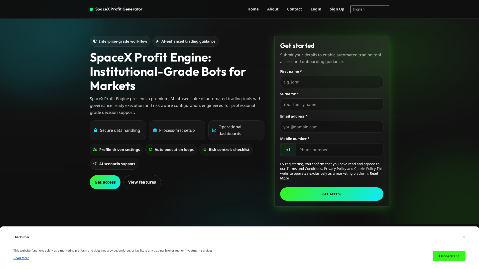 Screenshot of spacexprofitgenerator.click