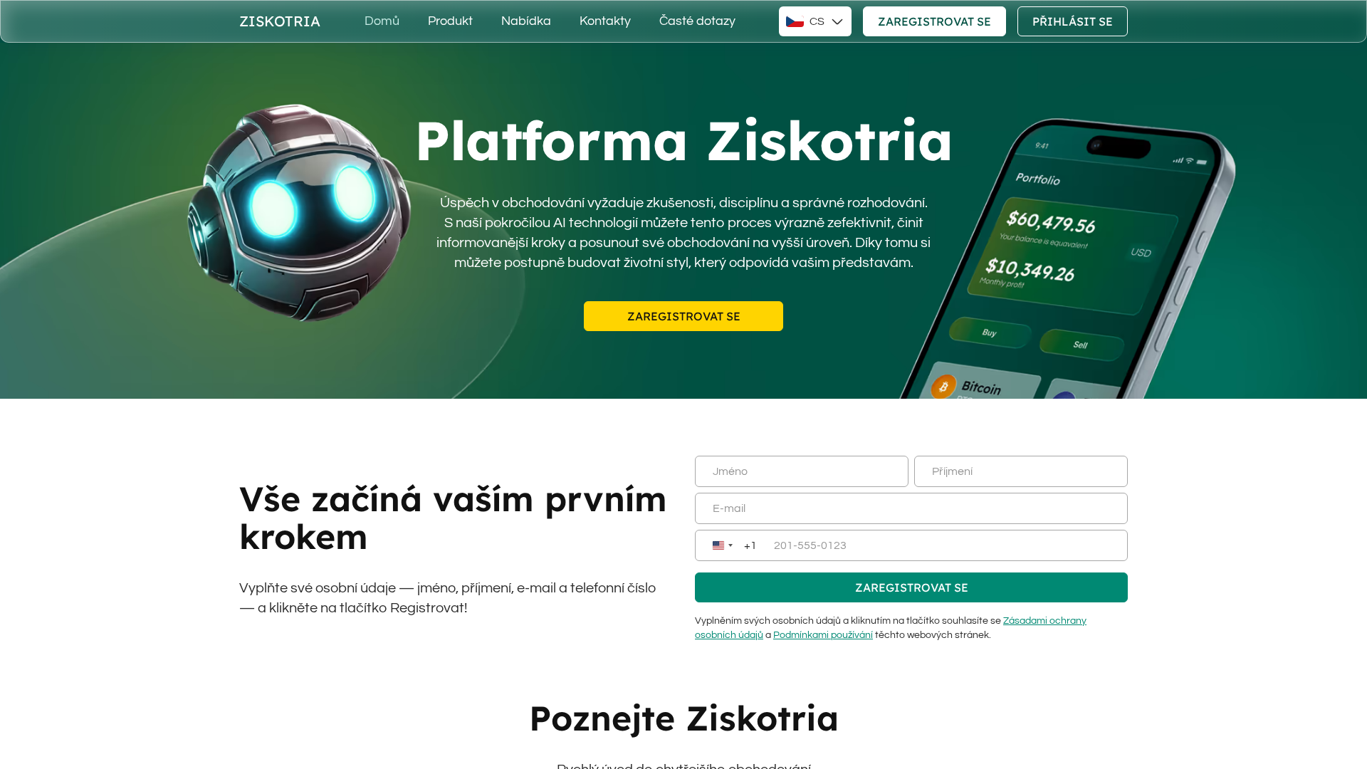 Screenshot of ziskotria-ai.com